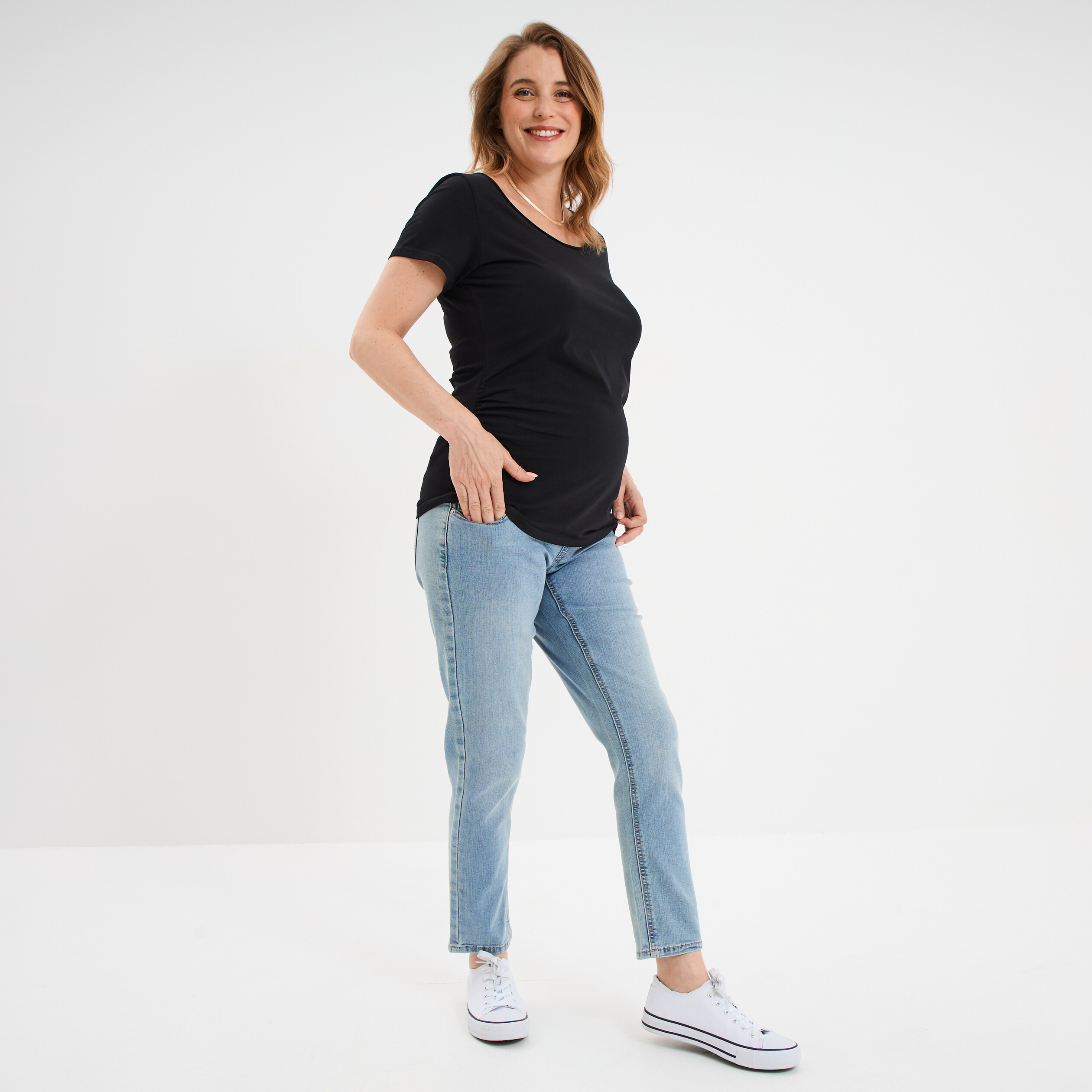 t shirt grossesse manches courtes coton noir femmemater T-shirt grossesse manches courtes coton noir femme maternité