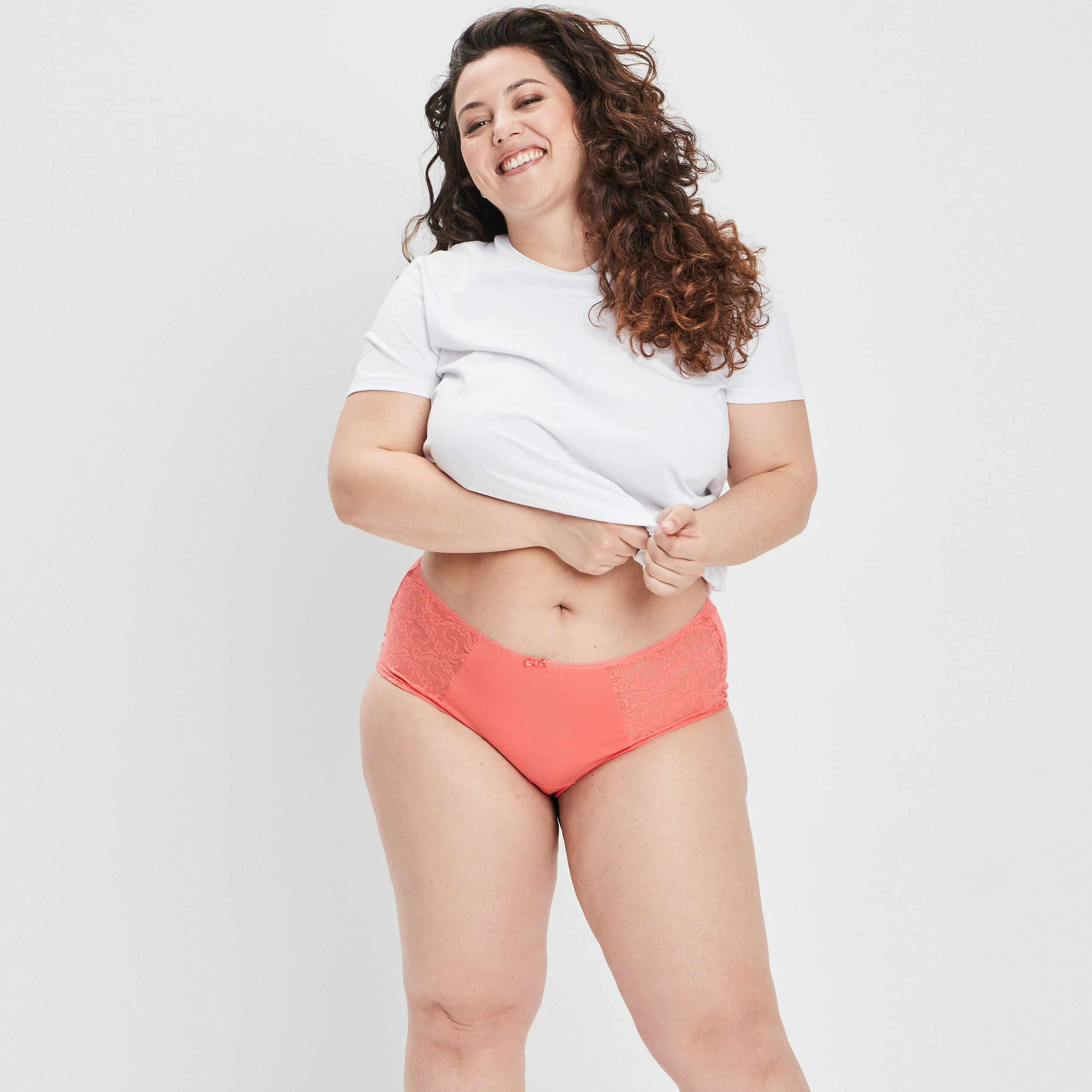 shorty en coton rose fluo femmegt Shorty en coton rose fluo femme grande taille