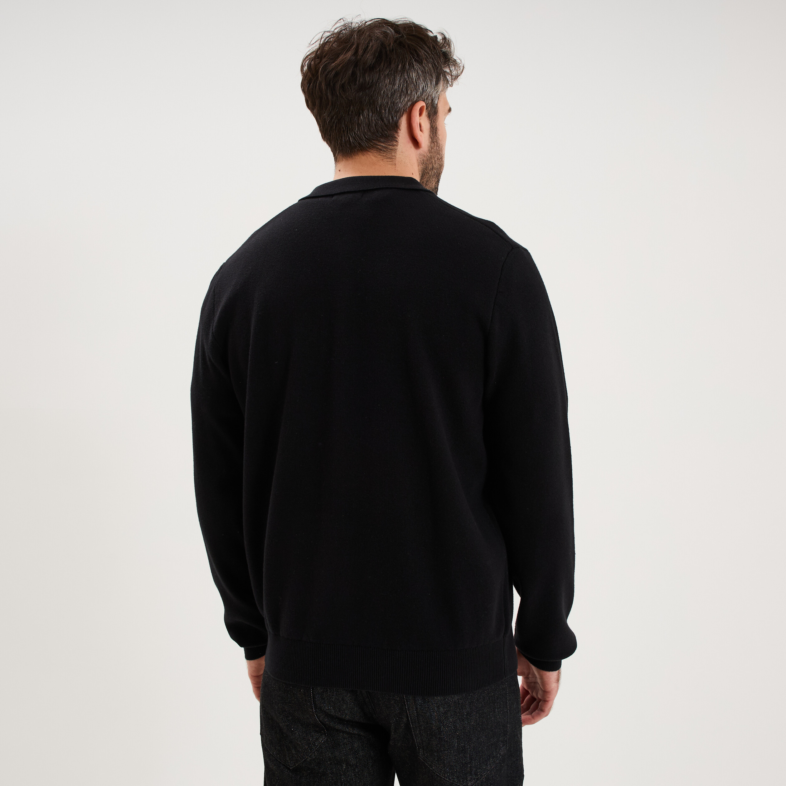 Gilet zipp&eacute; en maille manches longues noir homme
