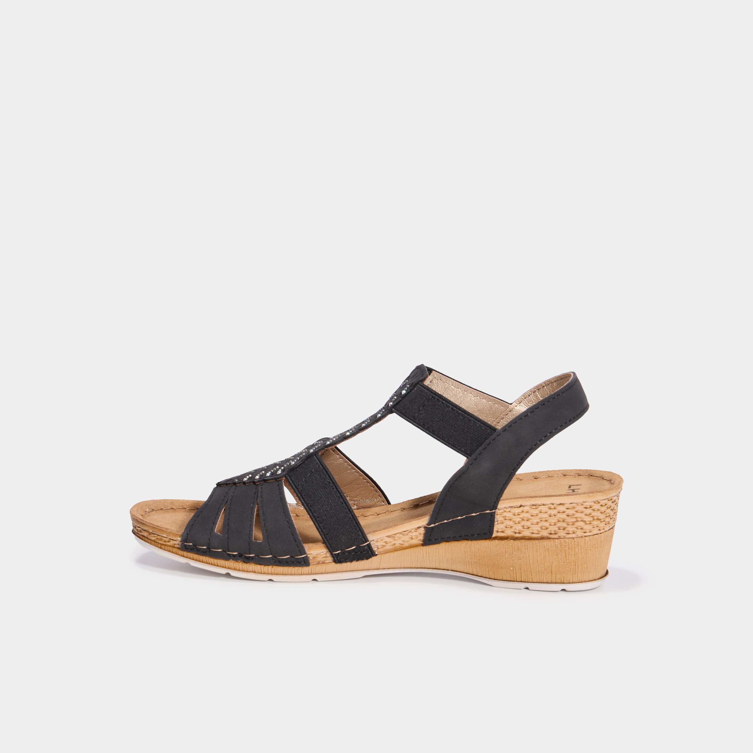 sandales compensees pied large noir femme Sandales compensées pied large noir femme