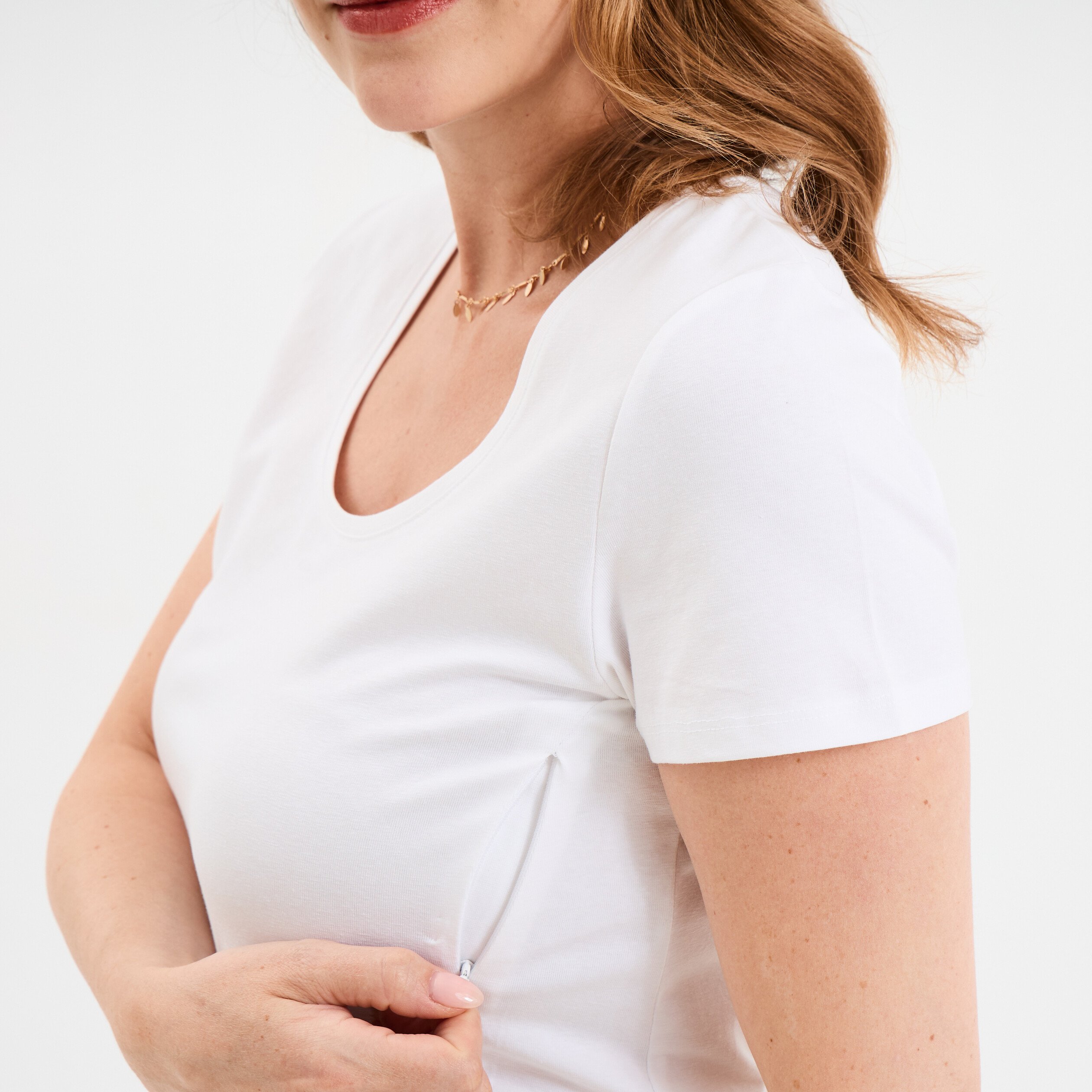 t shirt allaitement manches courtes blanc femmemater T-shirt allaitement manches courtes blanc femme maternité