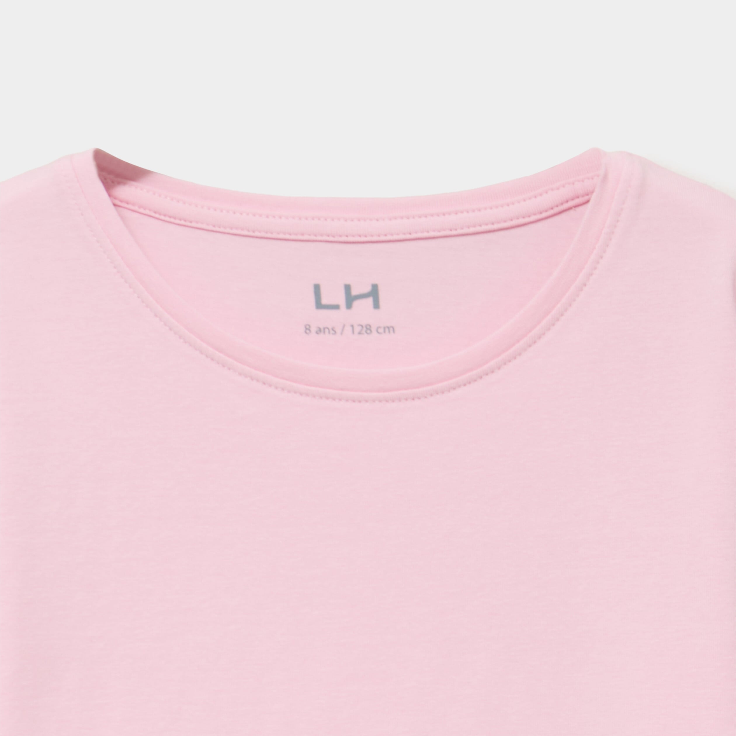 T-shirt coton manches longues &agrave; fronces rose clair fille