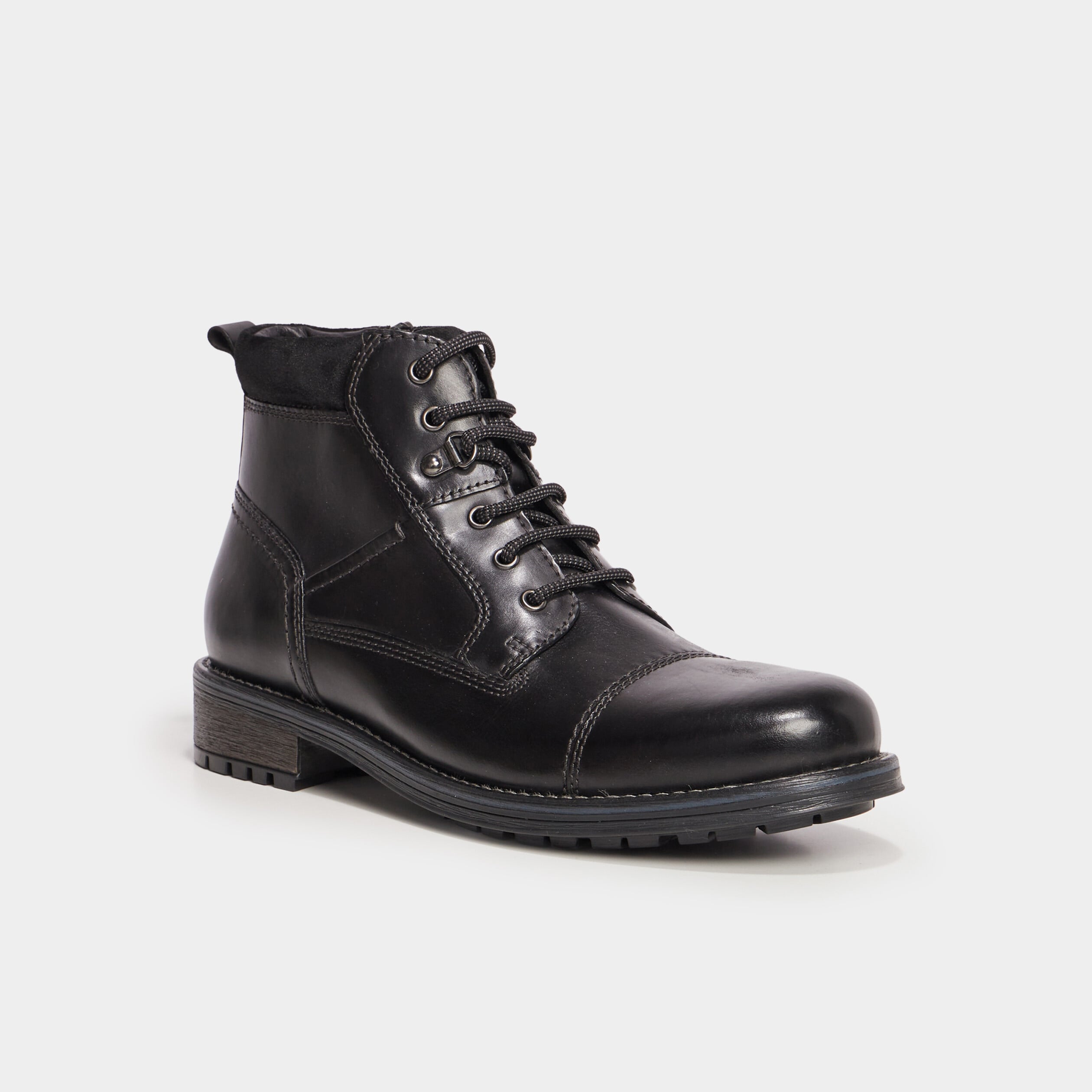 Bottines en cuir noir homme