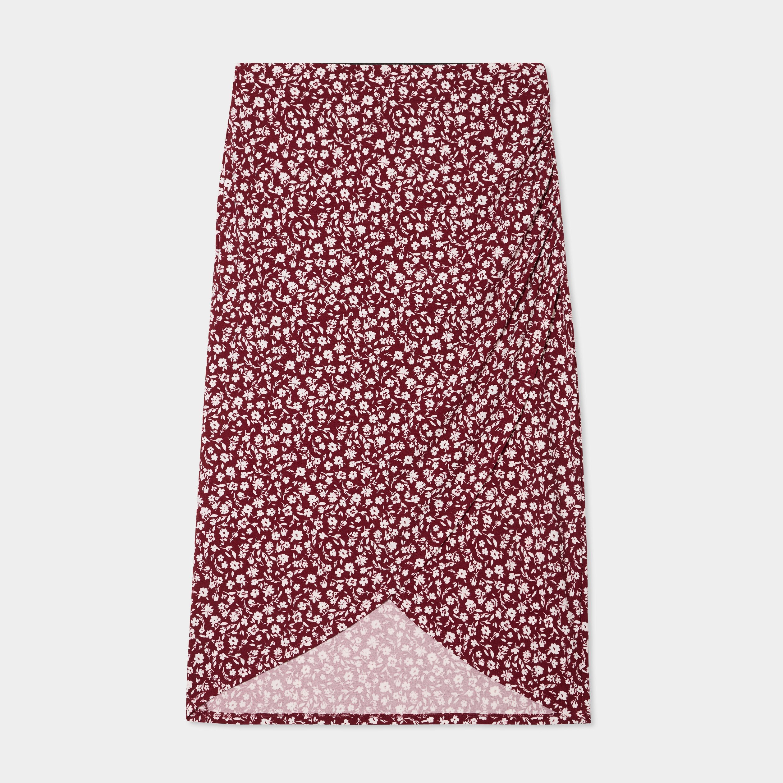 jupe midi portefeuille bordeaux femme Jupe midi portefeuille bordeaux femme