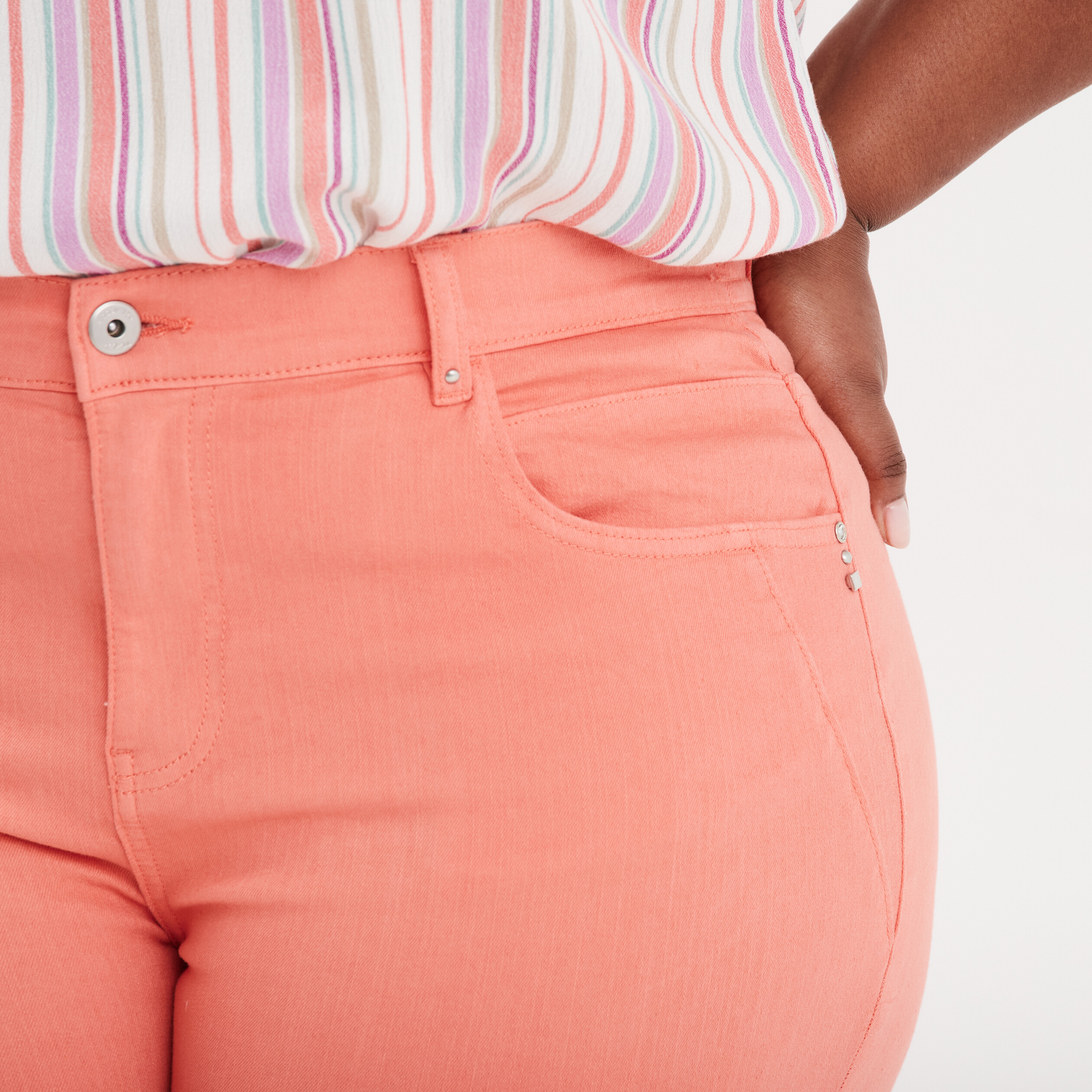 pantalon 78eme slim taille haute vieux rose femmegt Pantalon 7/8ème slim taille haute vieux rose femme grande taille