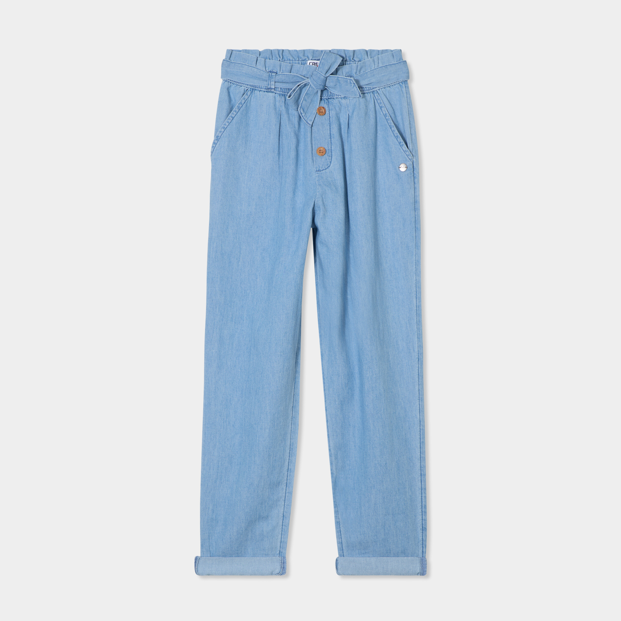 pantalon slouchy fluide ceinture en jean denim double stone fille Pantalon slouchy fluide ceinturé en jean denim double stone fille