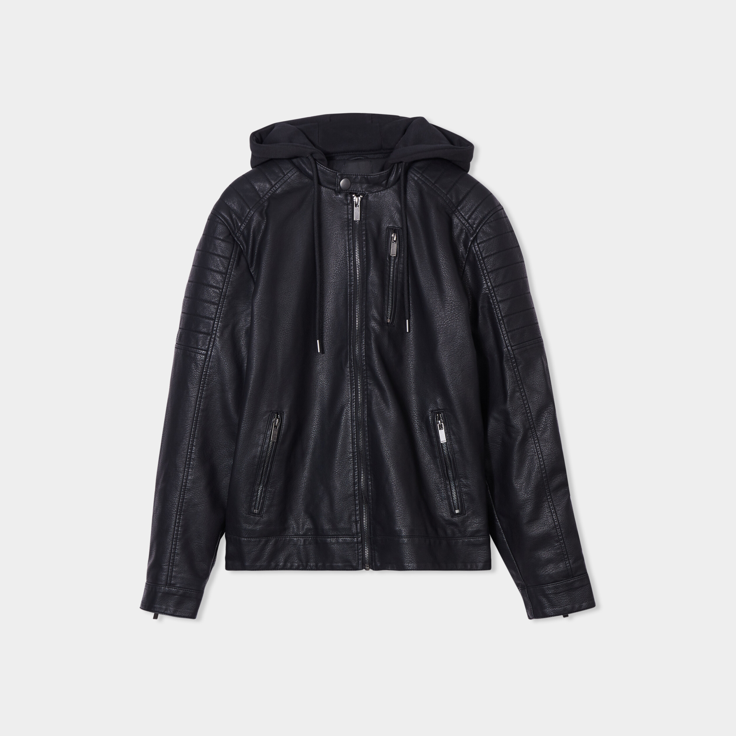 Blouson Similicuir Homme Style Motard - Veste En Polyuréthane Avec Surpiqûres | Taille Petit, Conseil : Prendre Une Taille Au-dessus