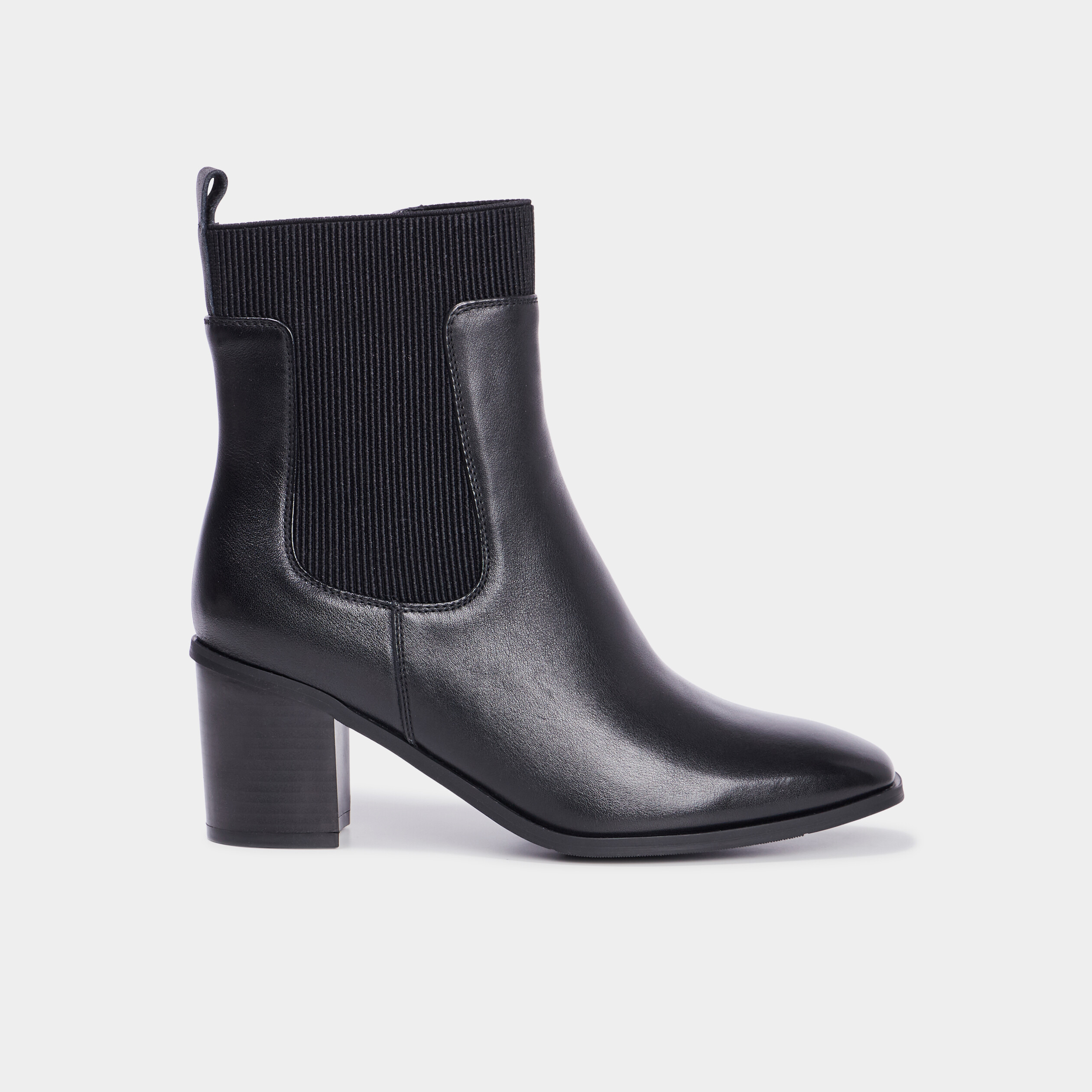 Bottines a talons carres bout pointu noir femme La Halle
