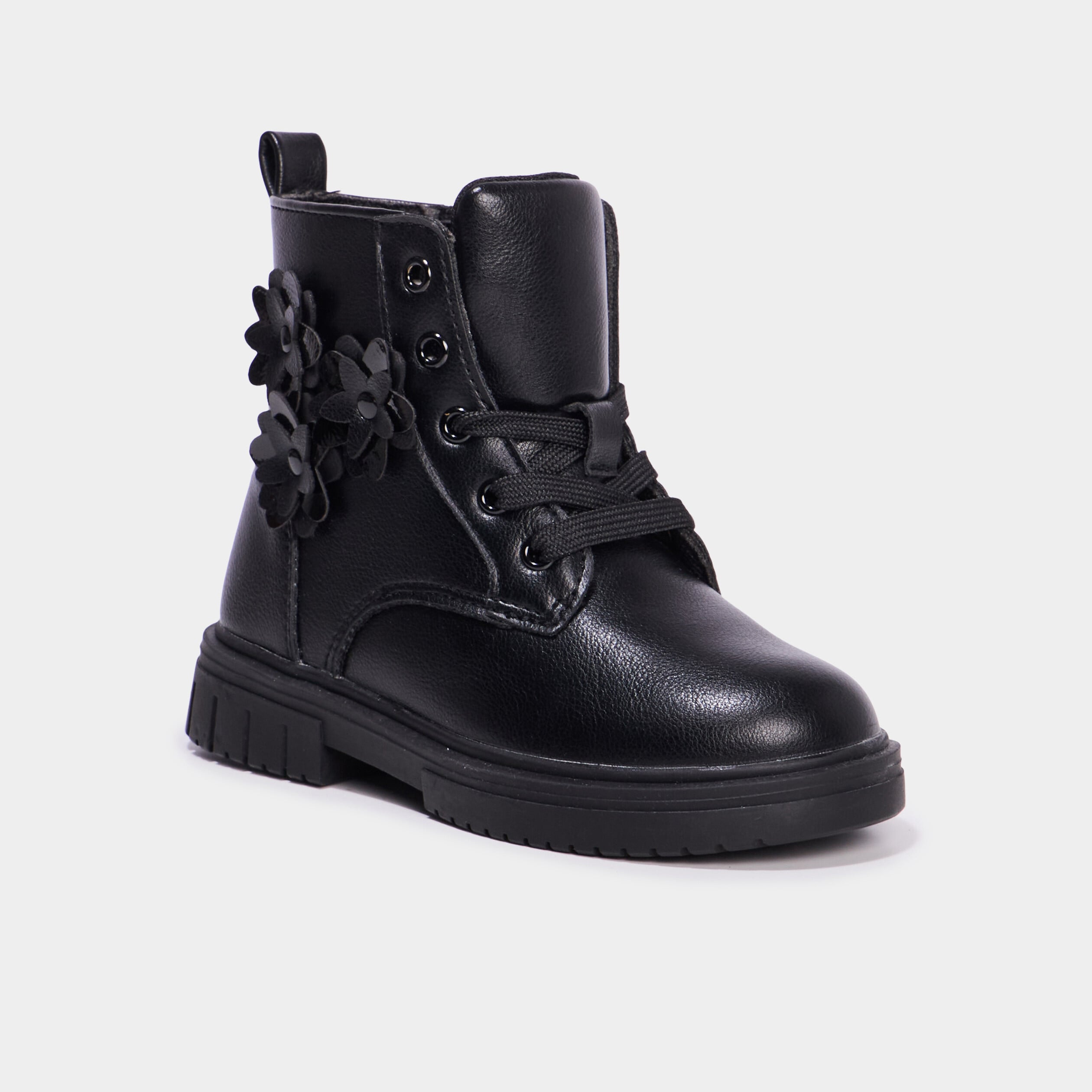 Boots &agrave; lacets noir fille