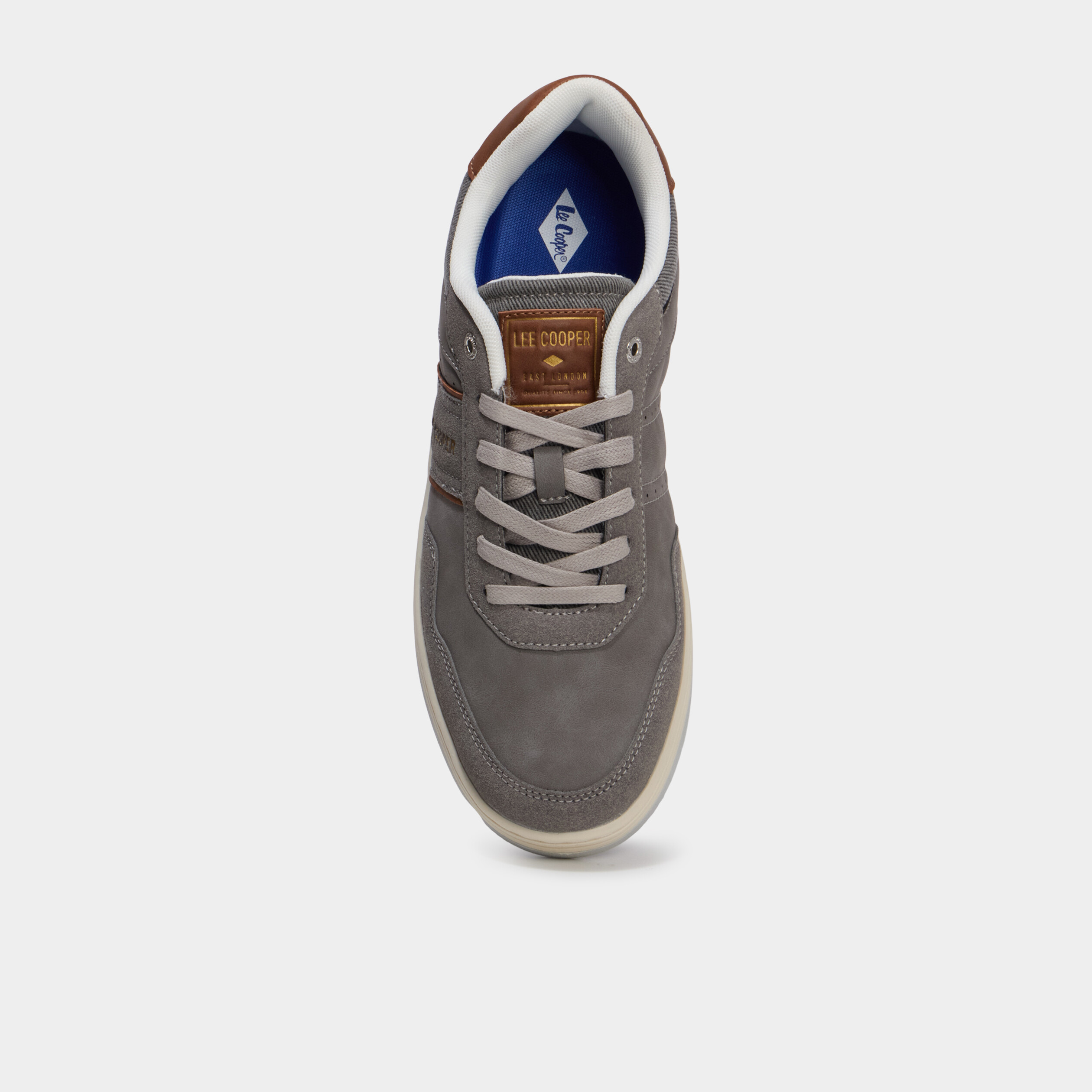 Tennis basses &agrave; lacets Lee Cooper gris homme