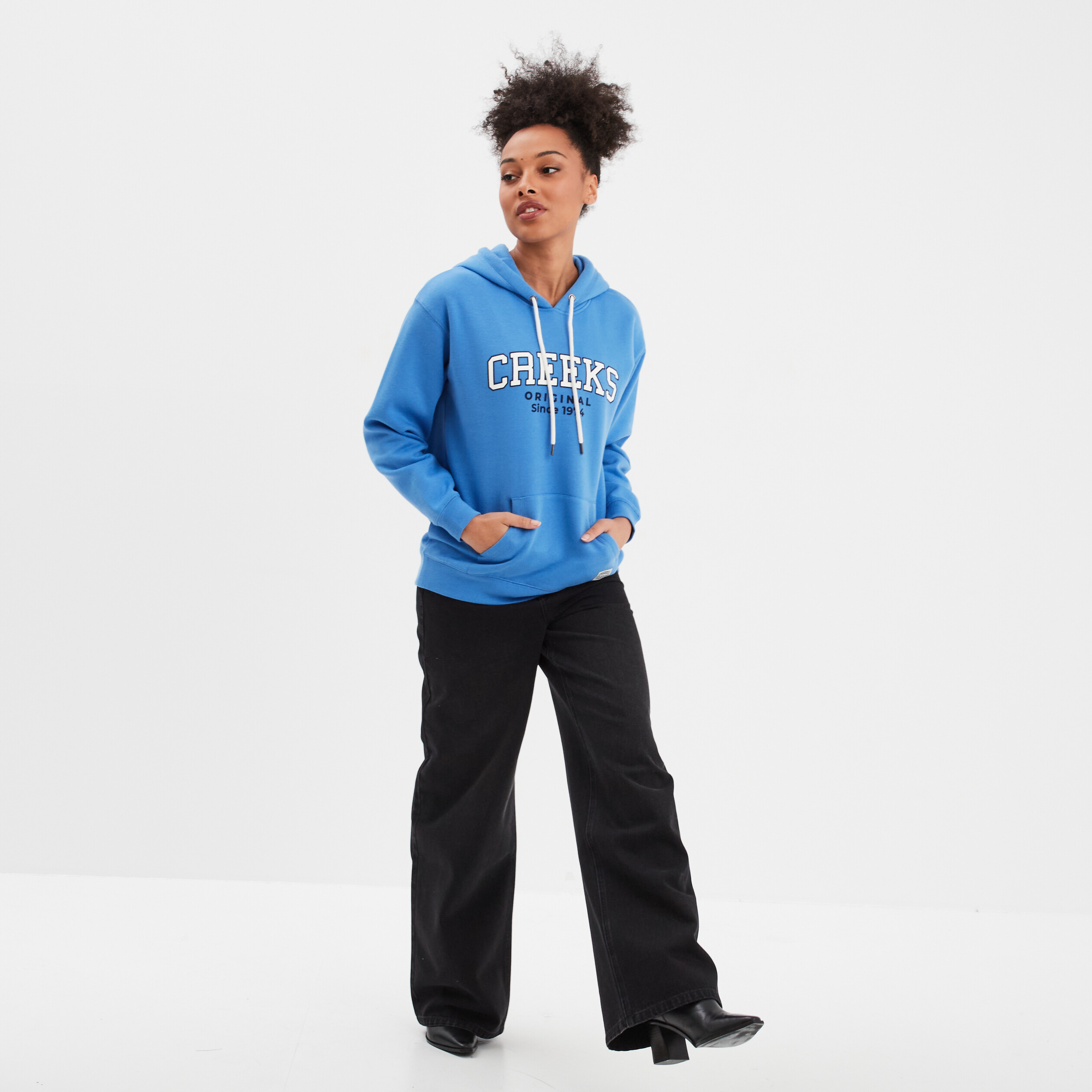 Sweat &agrave; capuche hoodie bleu femme