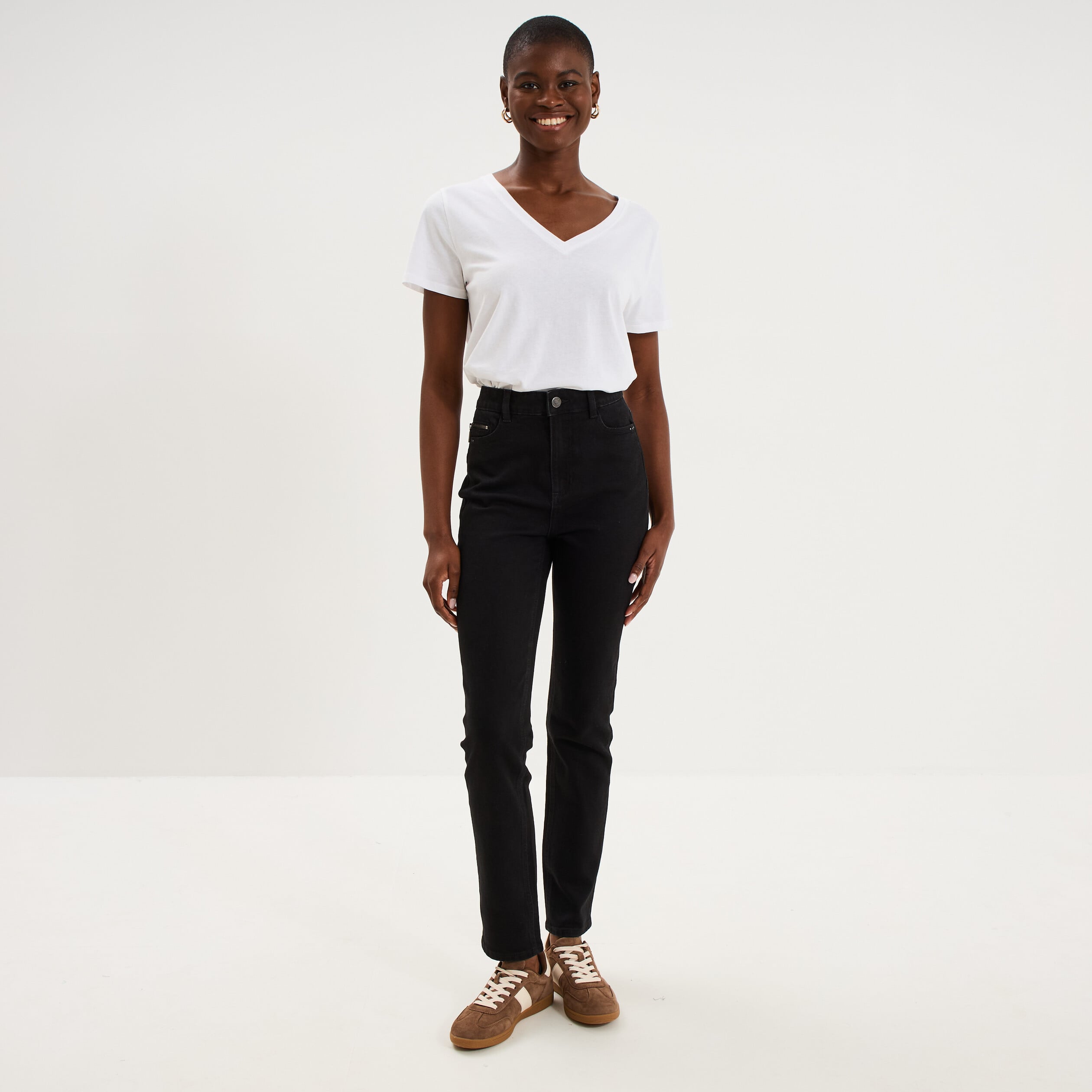 Jean skinny taille haute denim noir femme