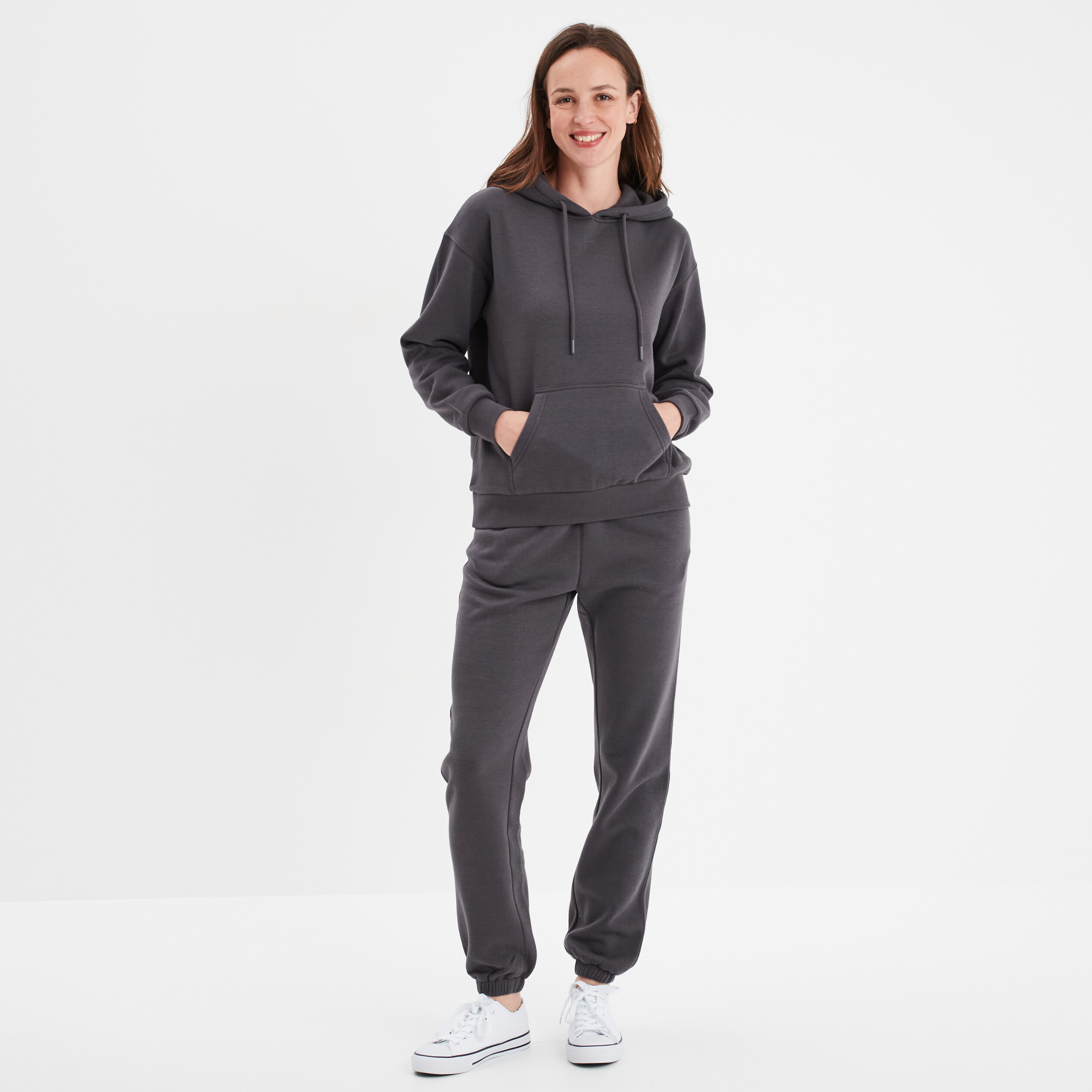 sweat hoodie molleton a capuche gris fonce femme Sweat hoodie molleton à capuche gris foncé femme