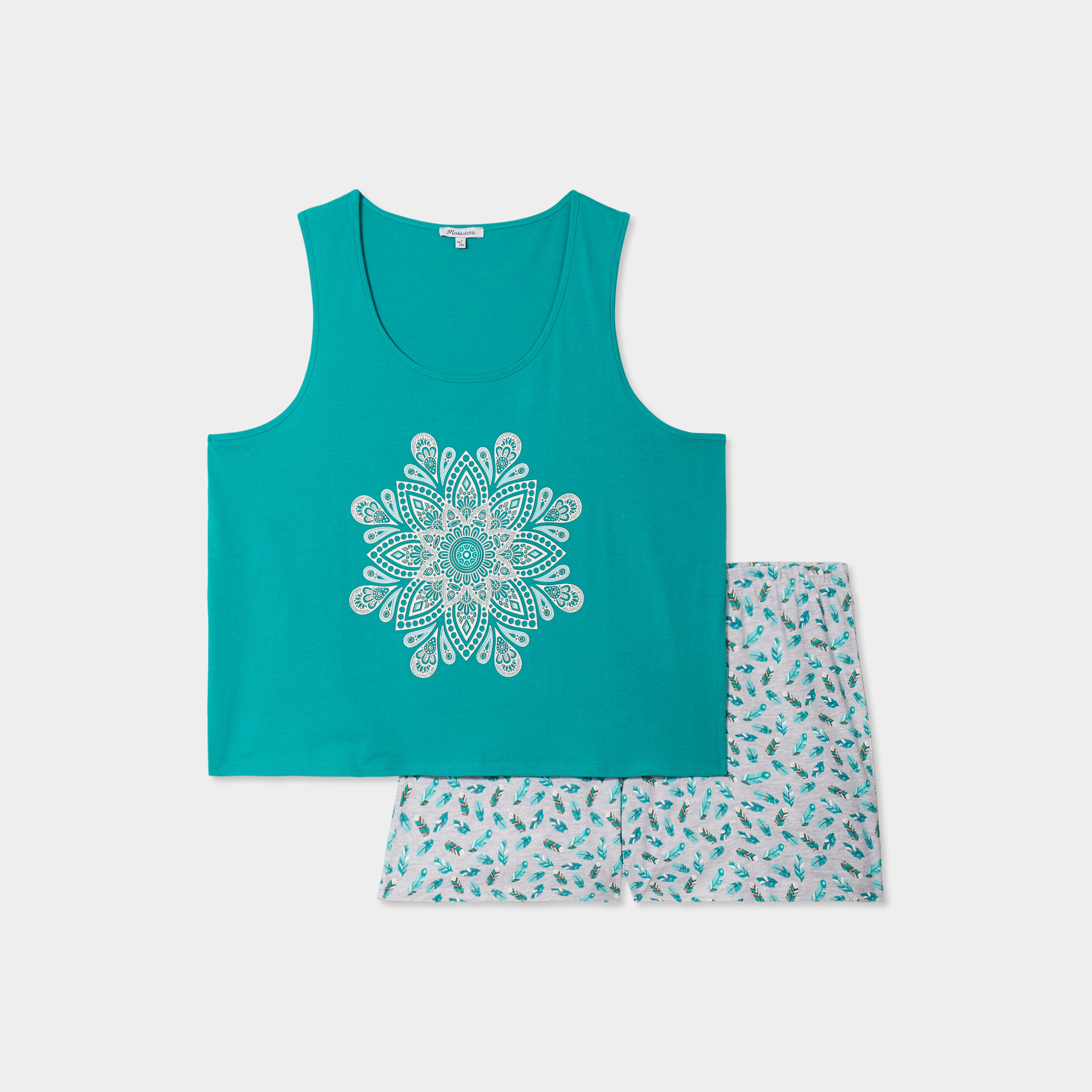ensemble pyjama short et debardeur coton vert fonce femmegt Ensemble pyjama short et débardeur coton vert foncé femme grande taille