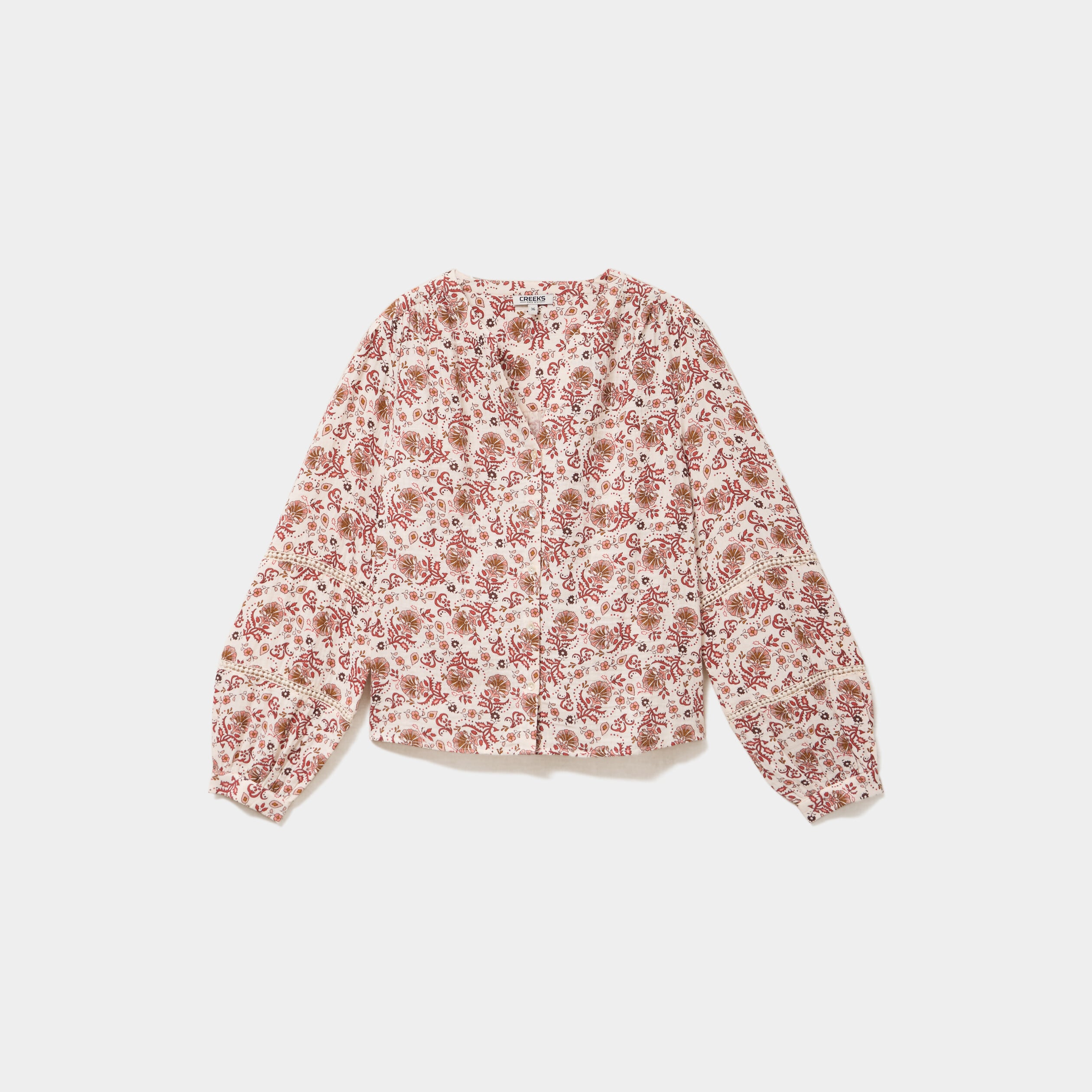 Blouse manches ballons coton ecru femme