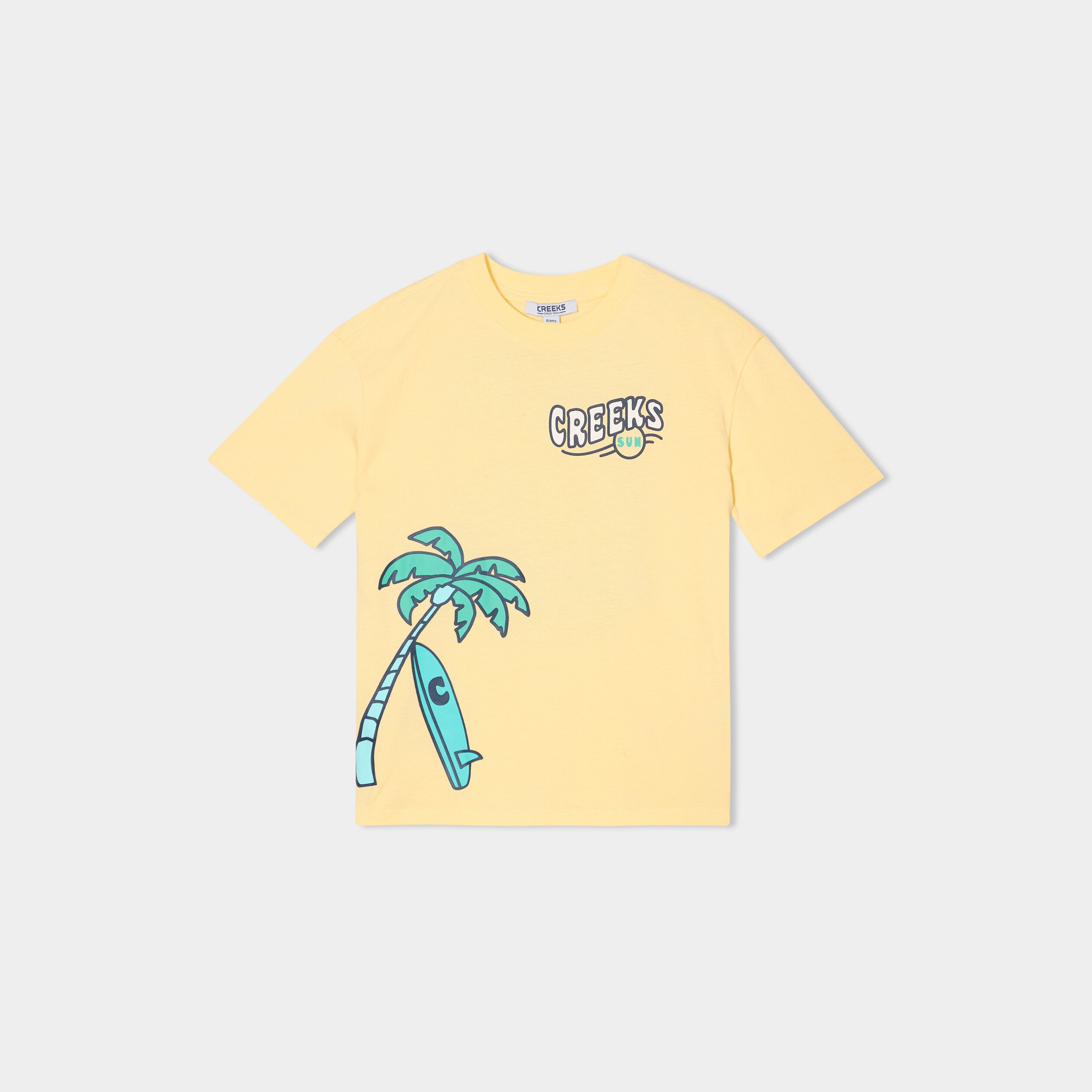 t shirt manches courtes coton jaune clair garcon T-shirt manches courtes coton jaune clair garçon