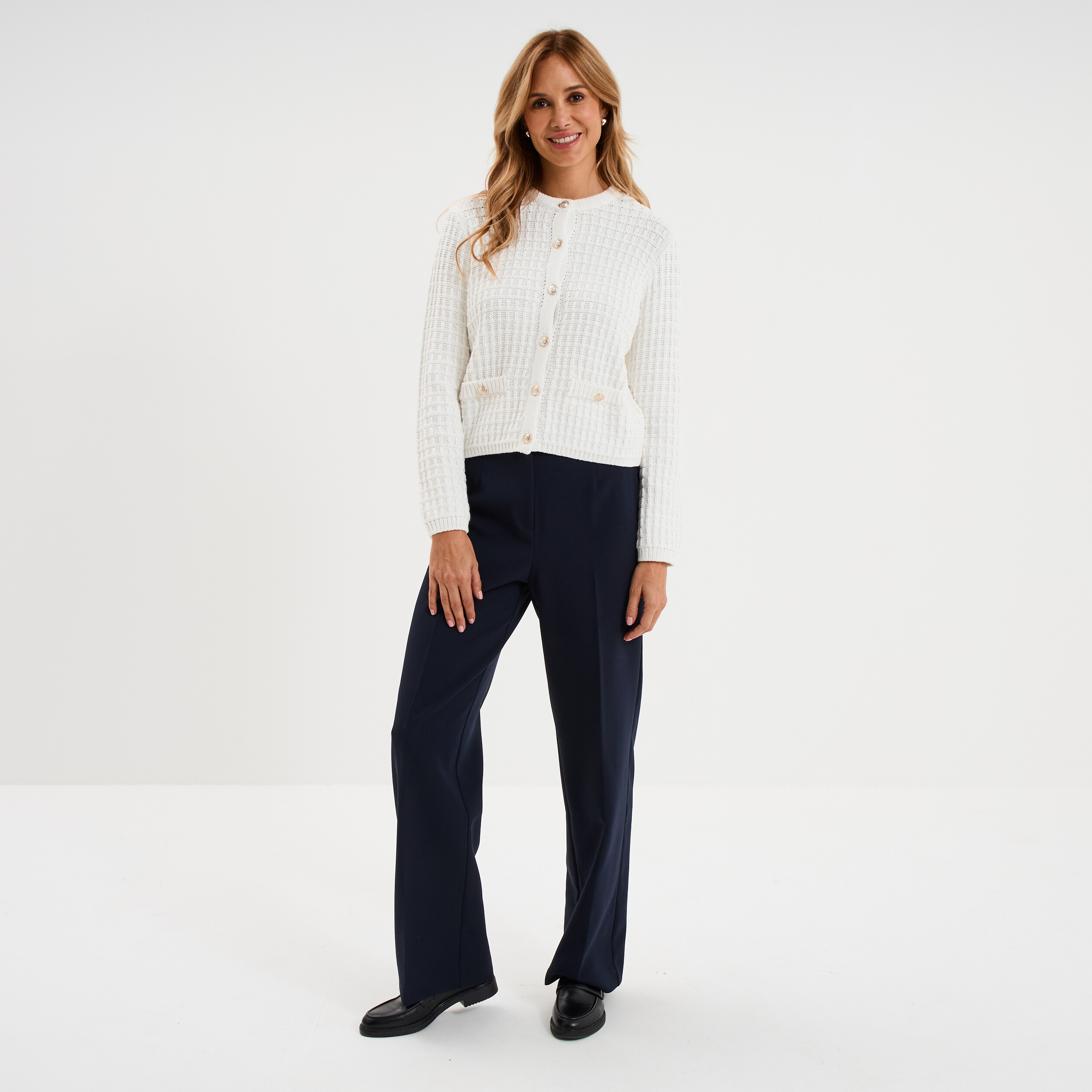 Gilet manches longues coton blanc femme