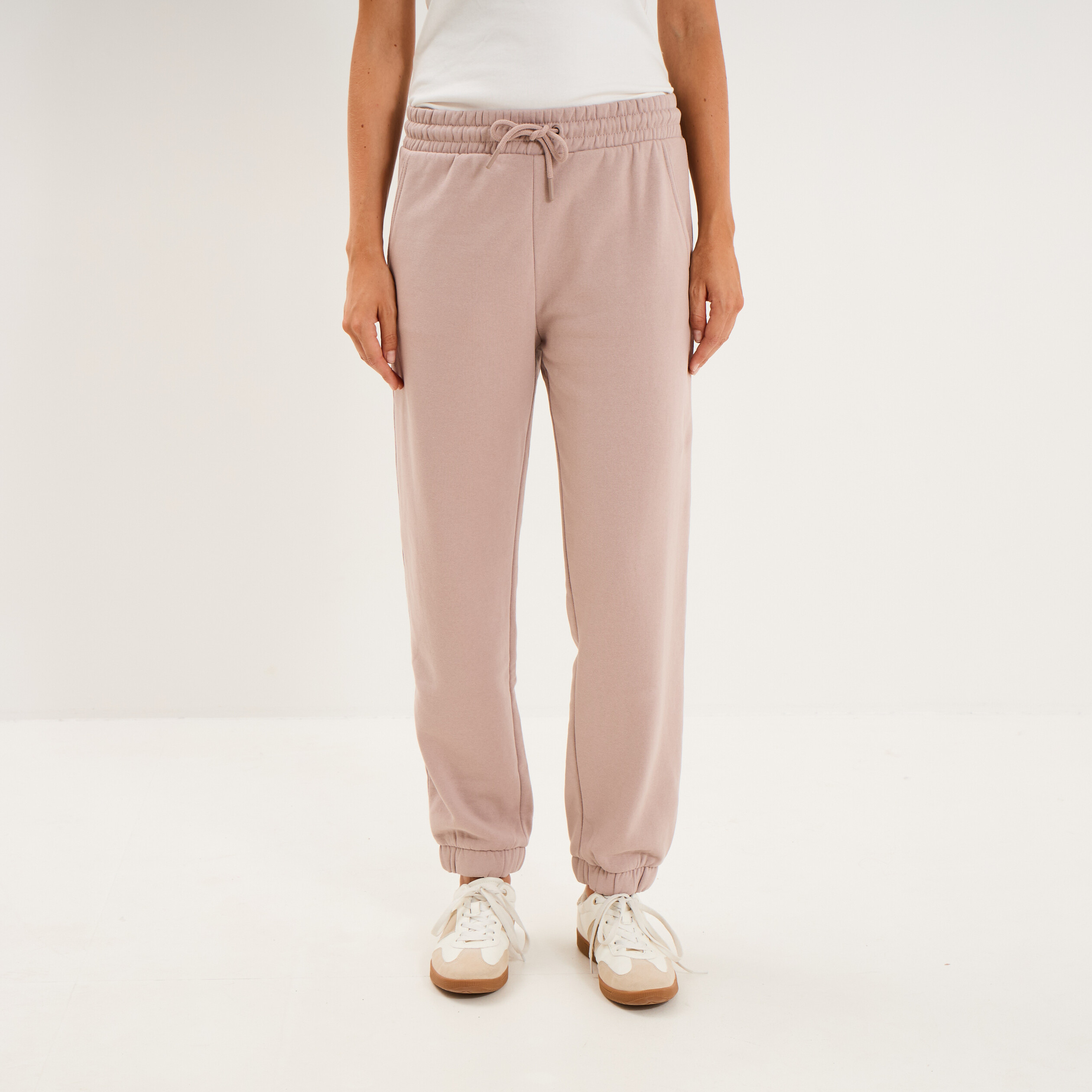 Pantalon de jogging molletonn&eacute; marron clair femme