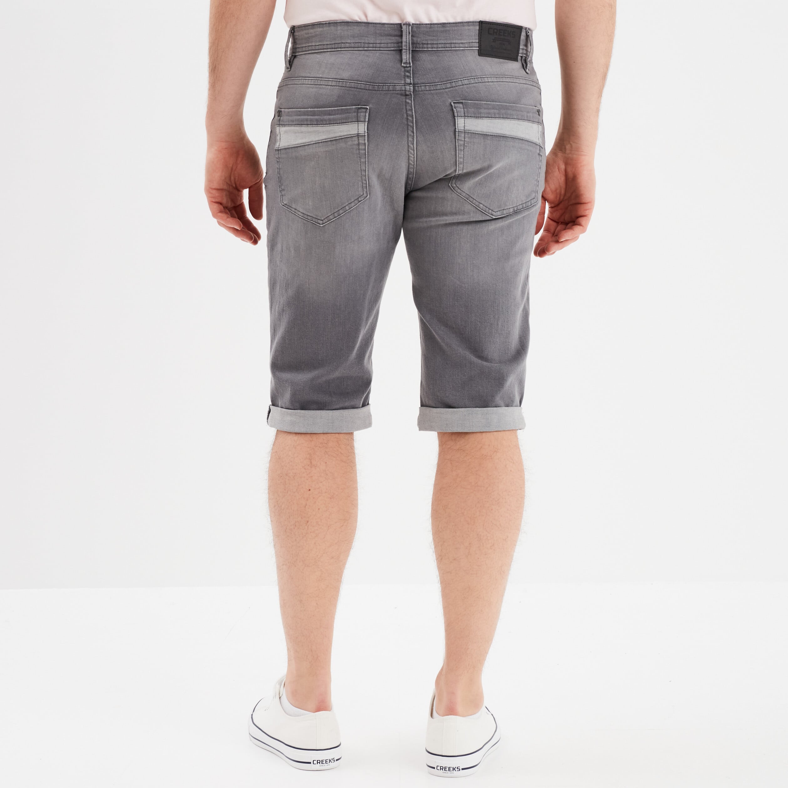 Bermuda short en jean regular denim gris homme