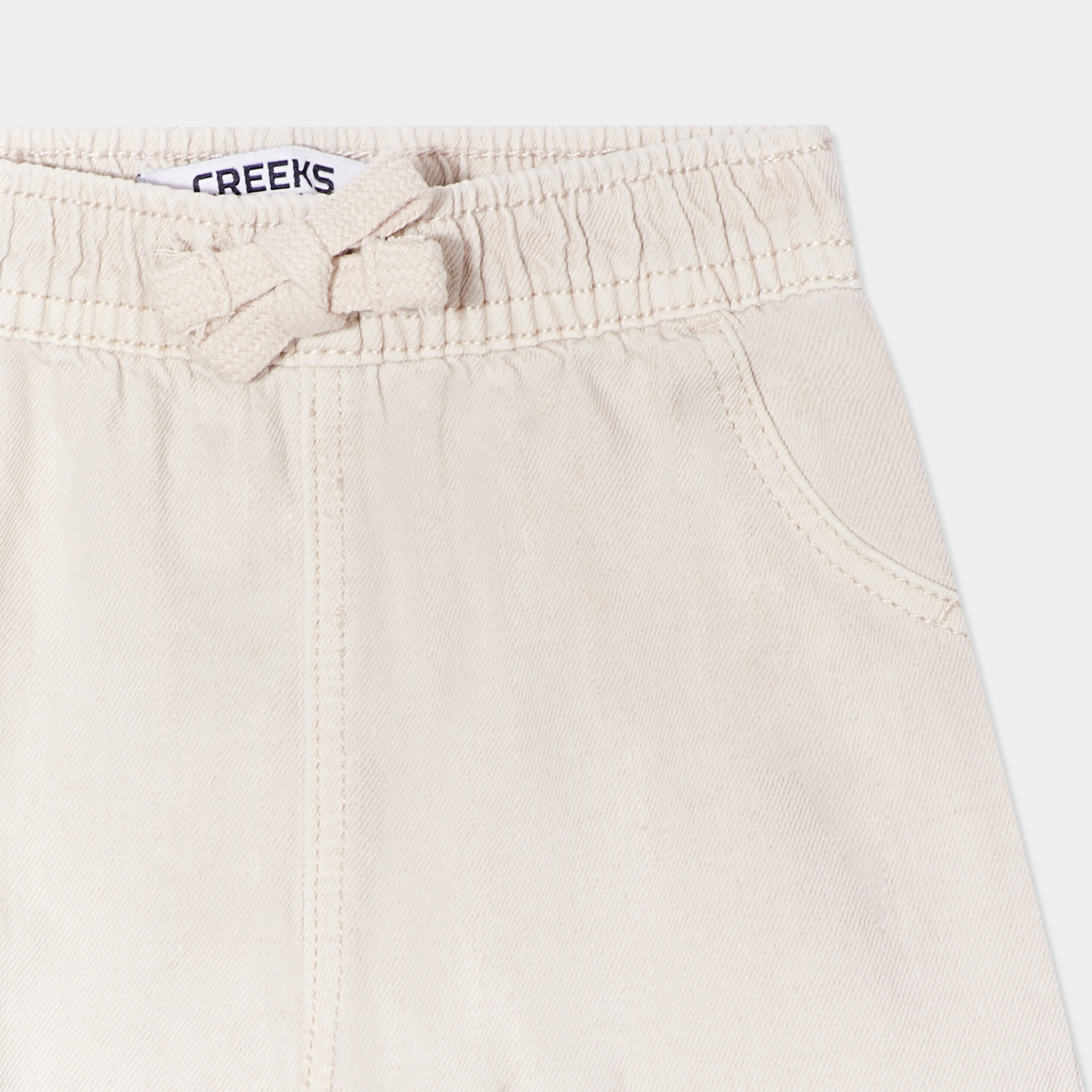 short coton taille elastiquee a cordons ecru bebeg Short coton taille élastiquée à cordons ecru bébé garçon