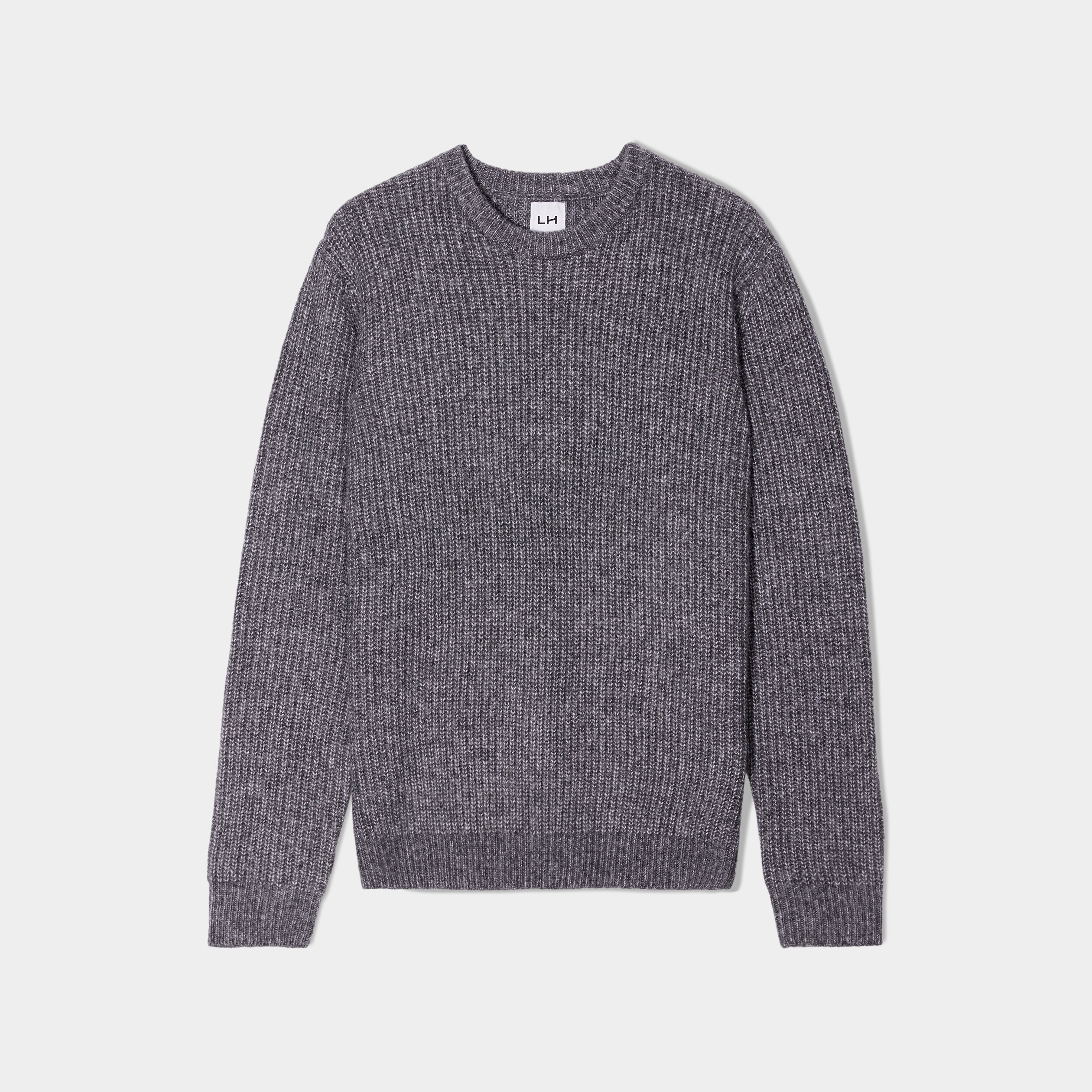 Pull col rond à manches longues gris foncé homme