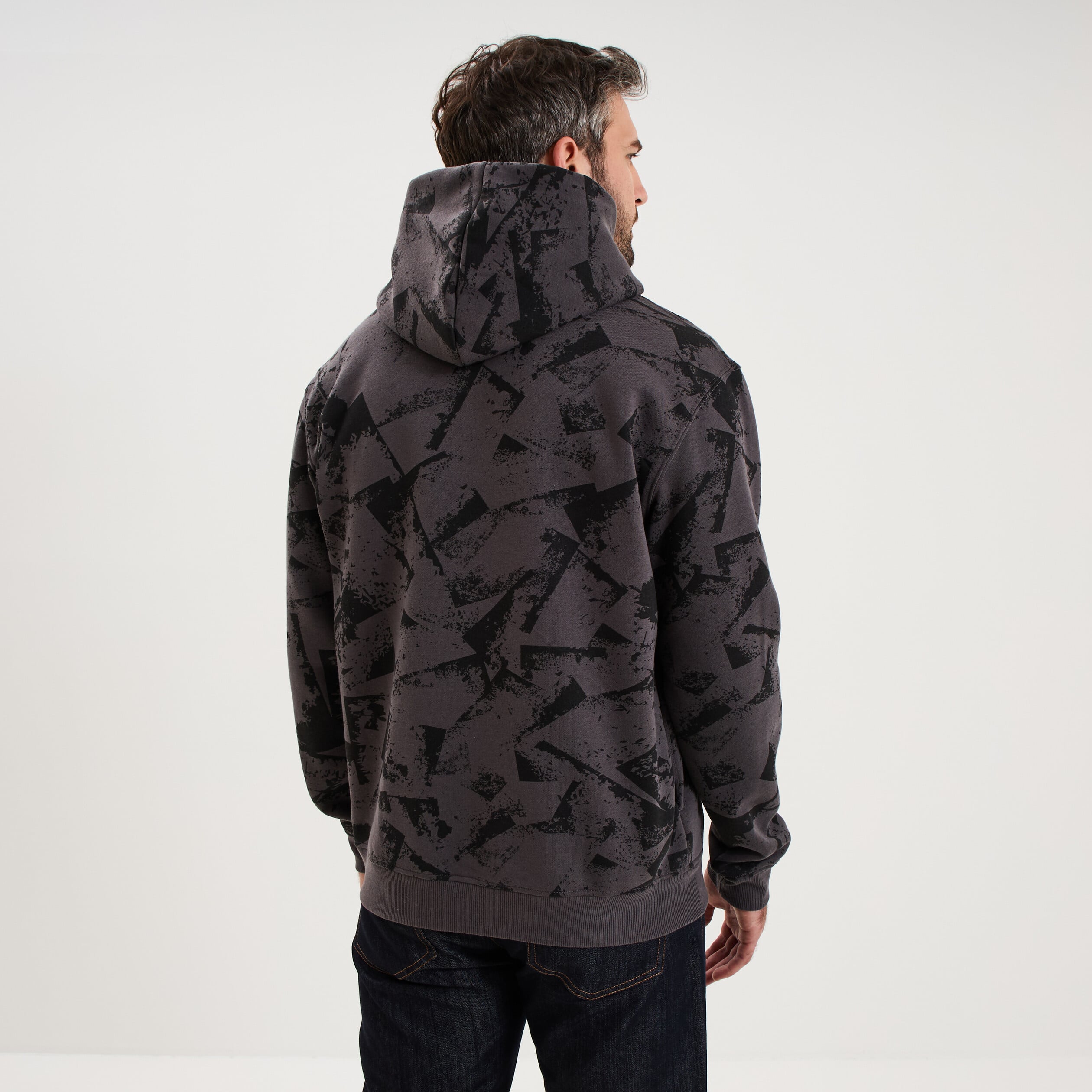 Sweat hoodie &agrave; capuche molleton gris homme