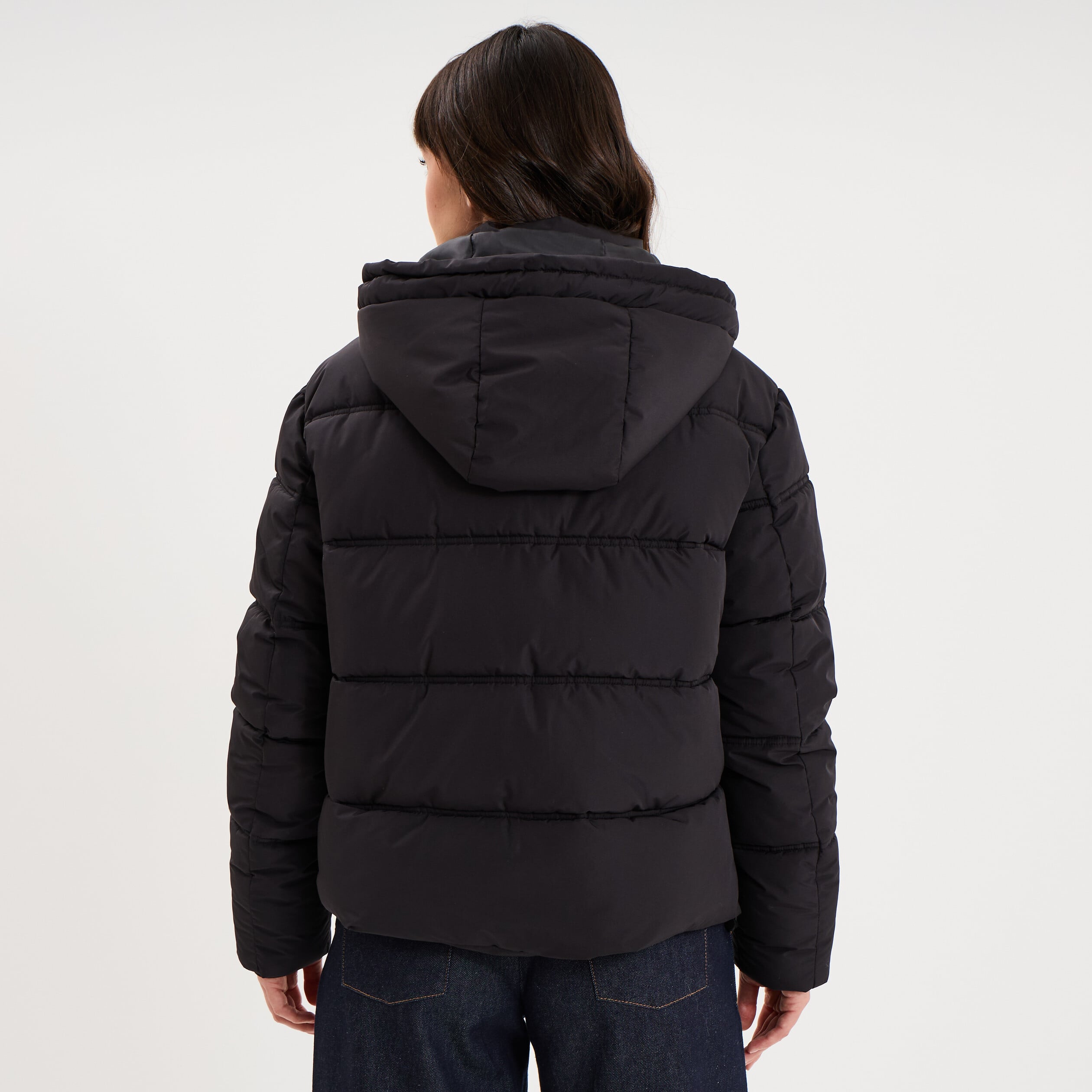 Doudoune &agrave; capuche zipp&eacute;e femme noir femme