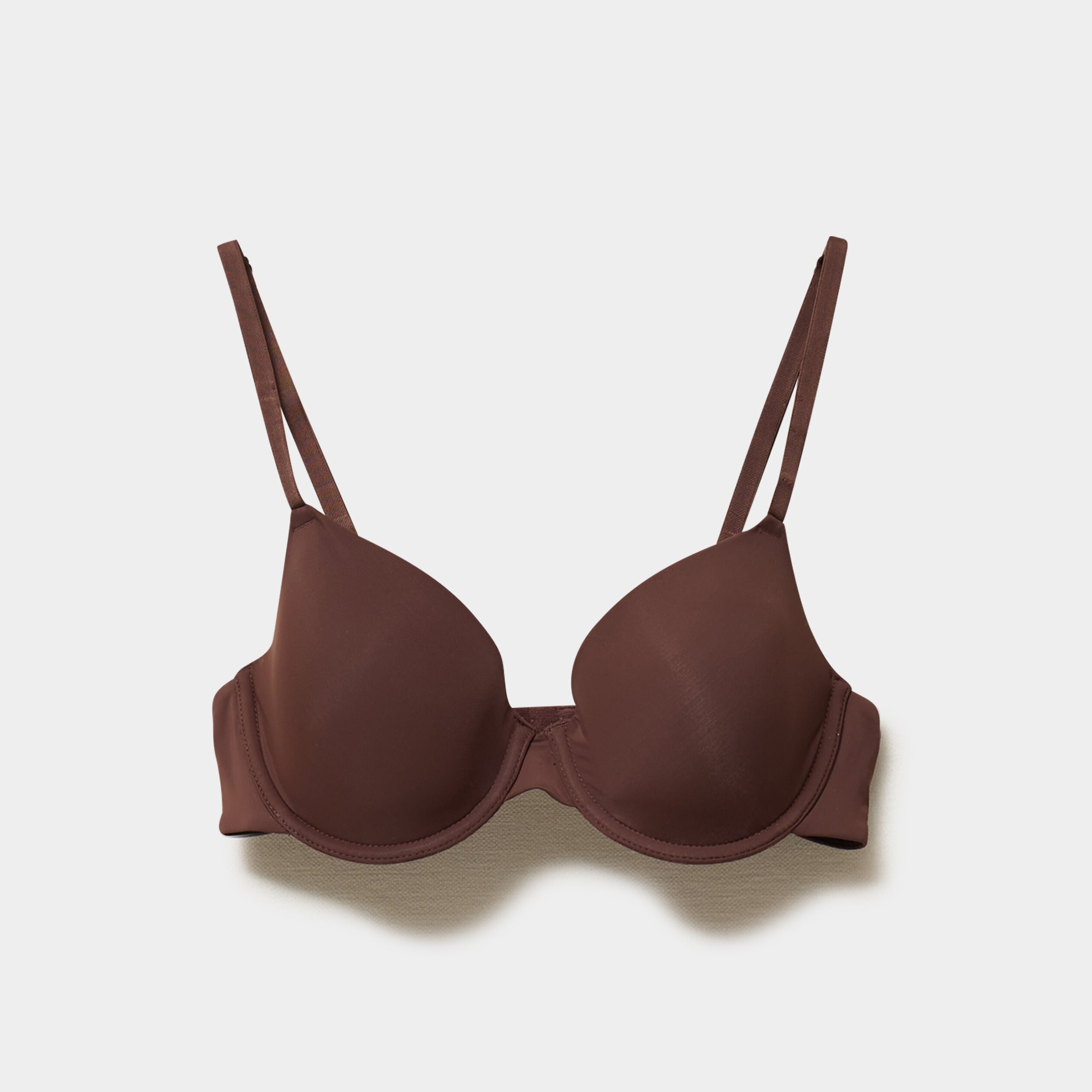 Soutien-gorge corbeille padd&eacute; microfibre marron femme