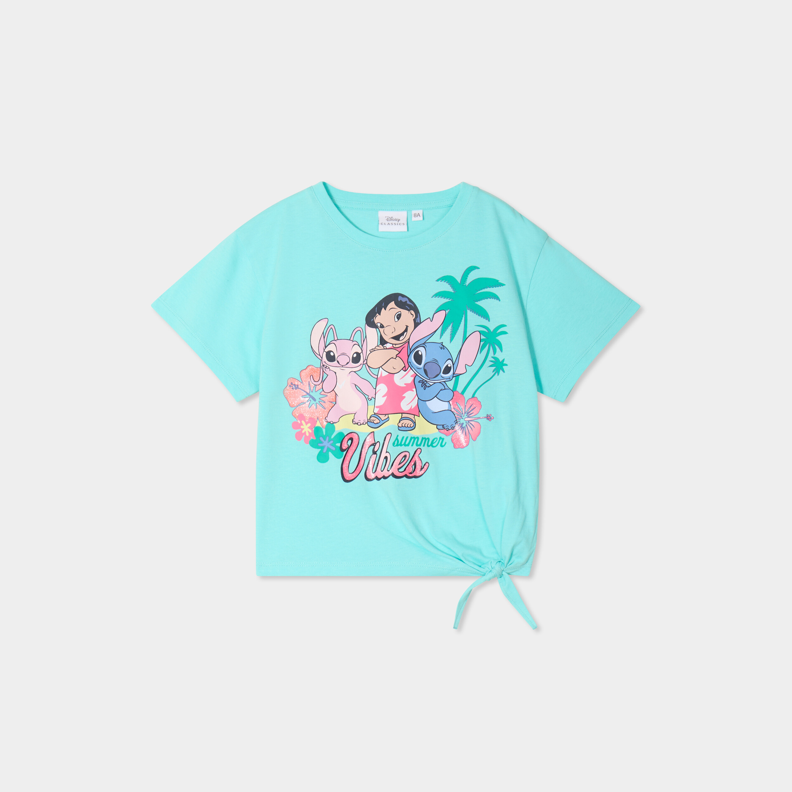 t shirt detail noeud coton stitch vert turquoise fille T-shirt détail noeud coton Stitch vert turquoise fille