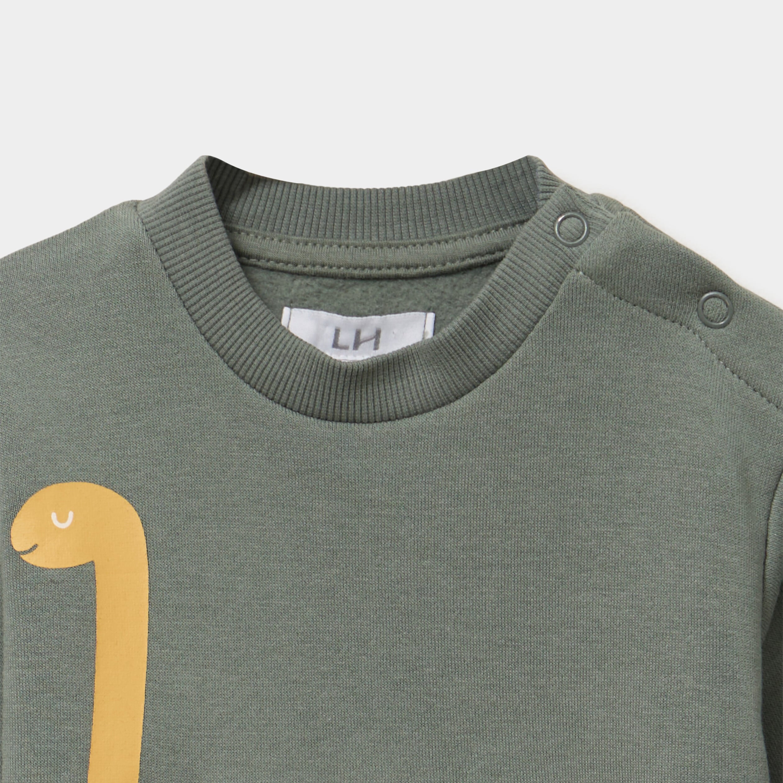 Sweat col rond 1 poche manches longues vert kaki b&eacute;b&eacute; gar&ccedil;on