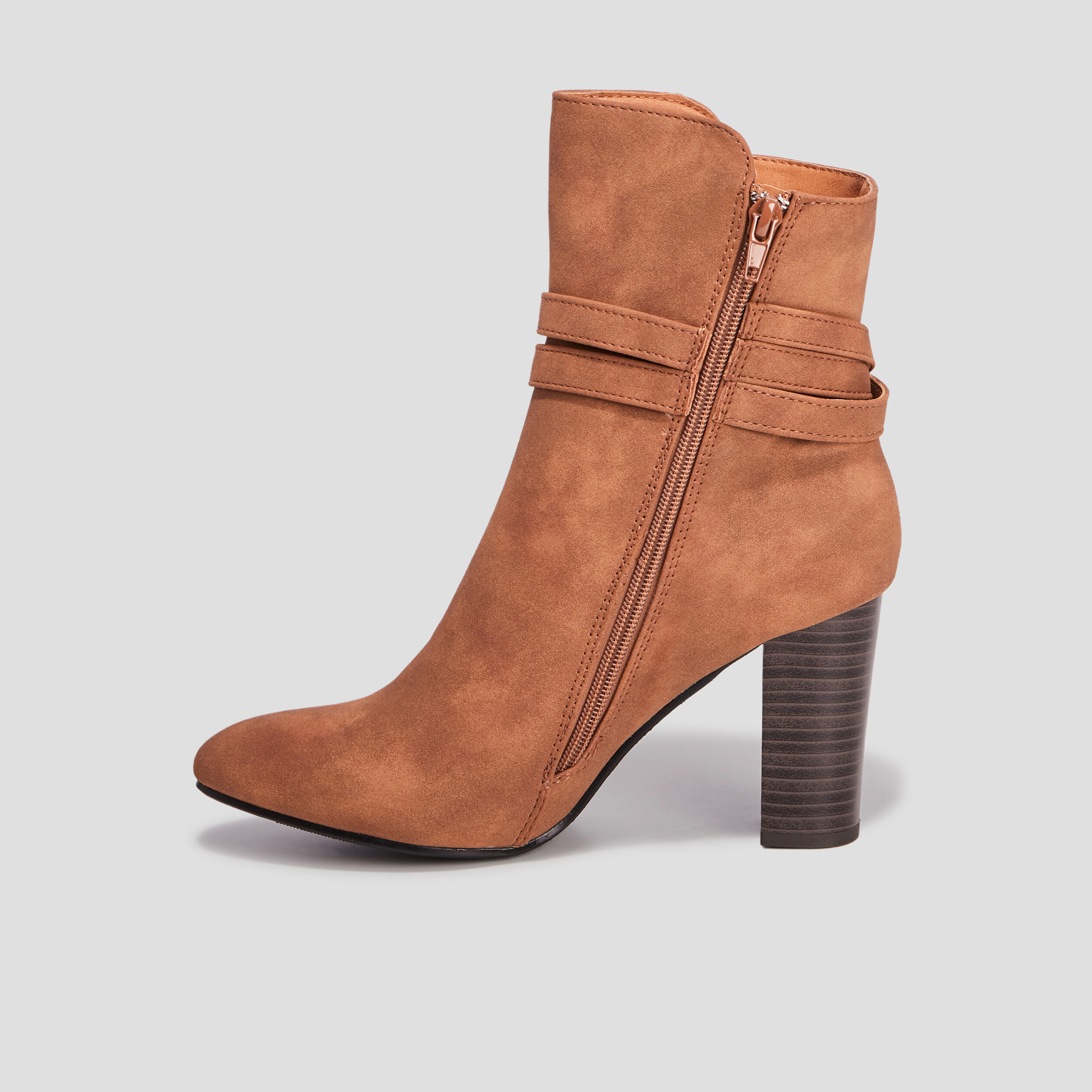 bottines a talons a brides marron femme Bottines à talons à brides marron femme