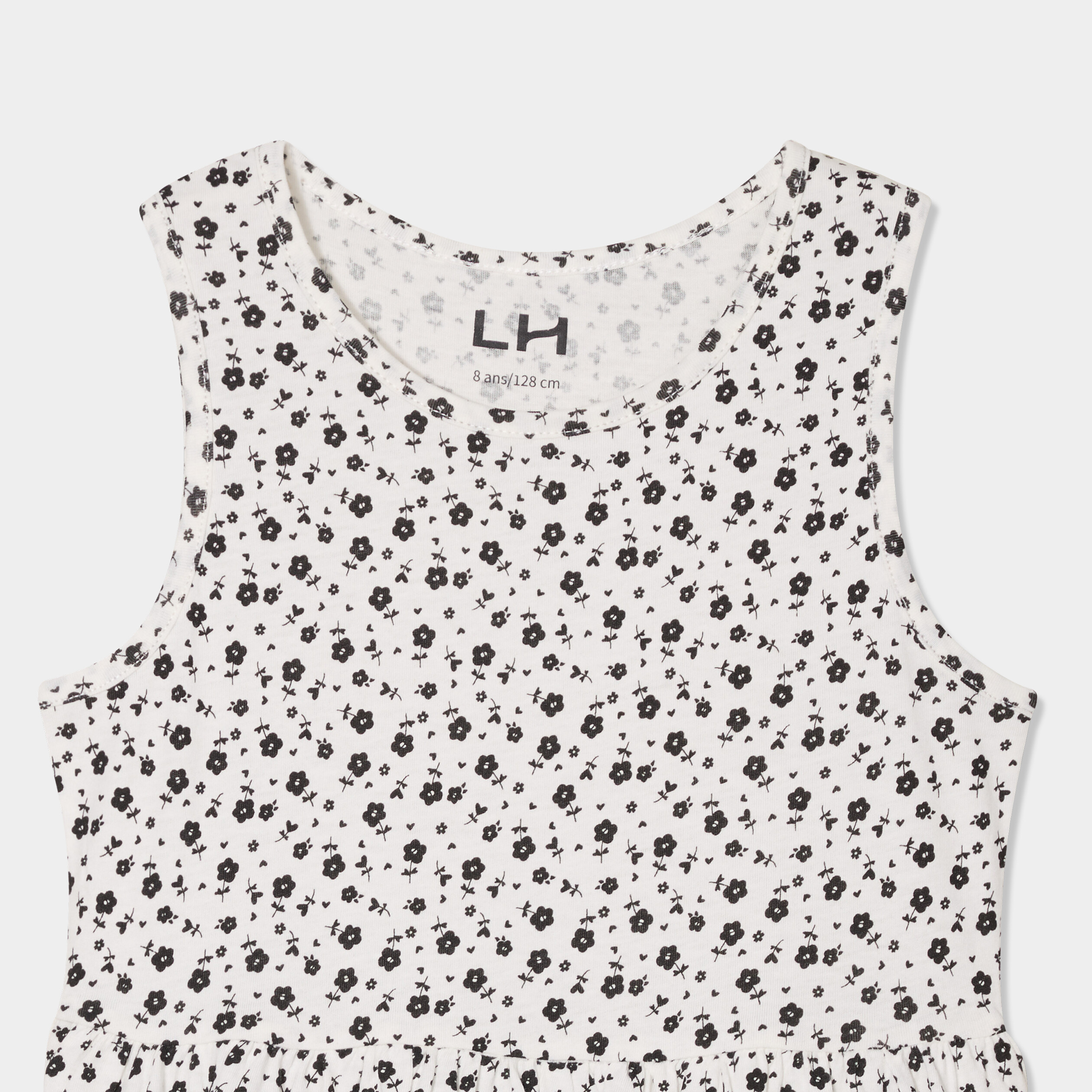Robe patineuse sans manches coton ecru fille