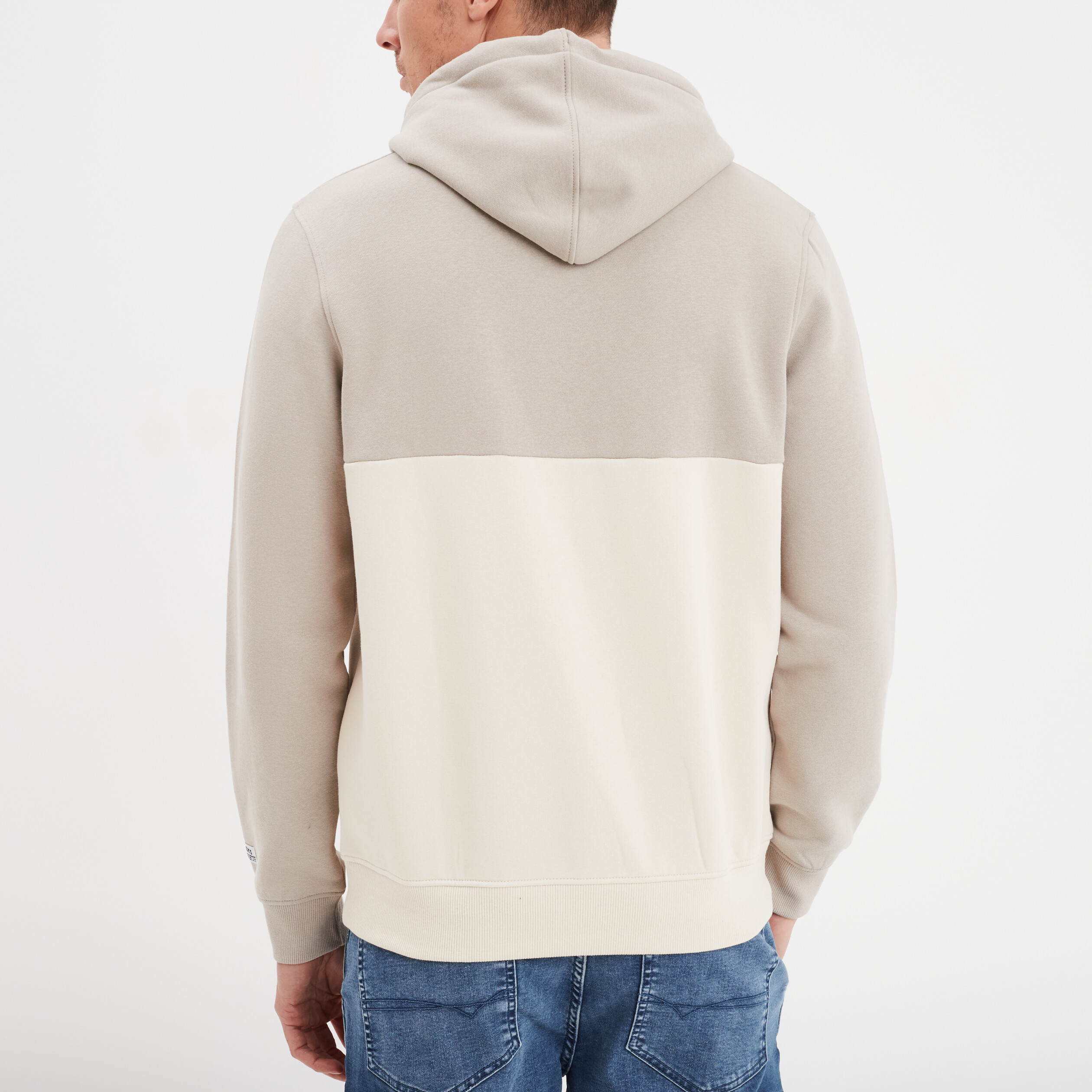 Sweat molleton &agrave; capuche hoodie gris clair homme