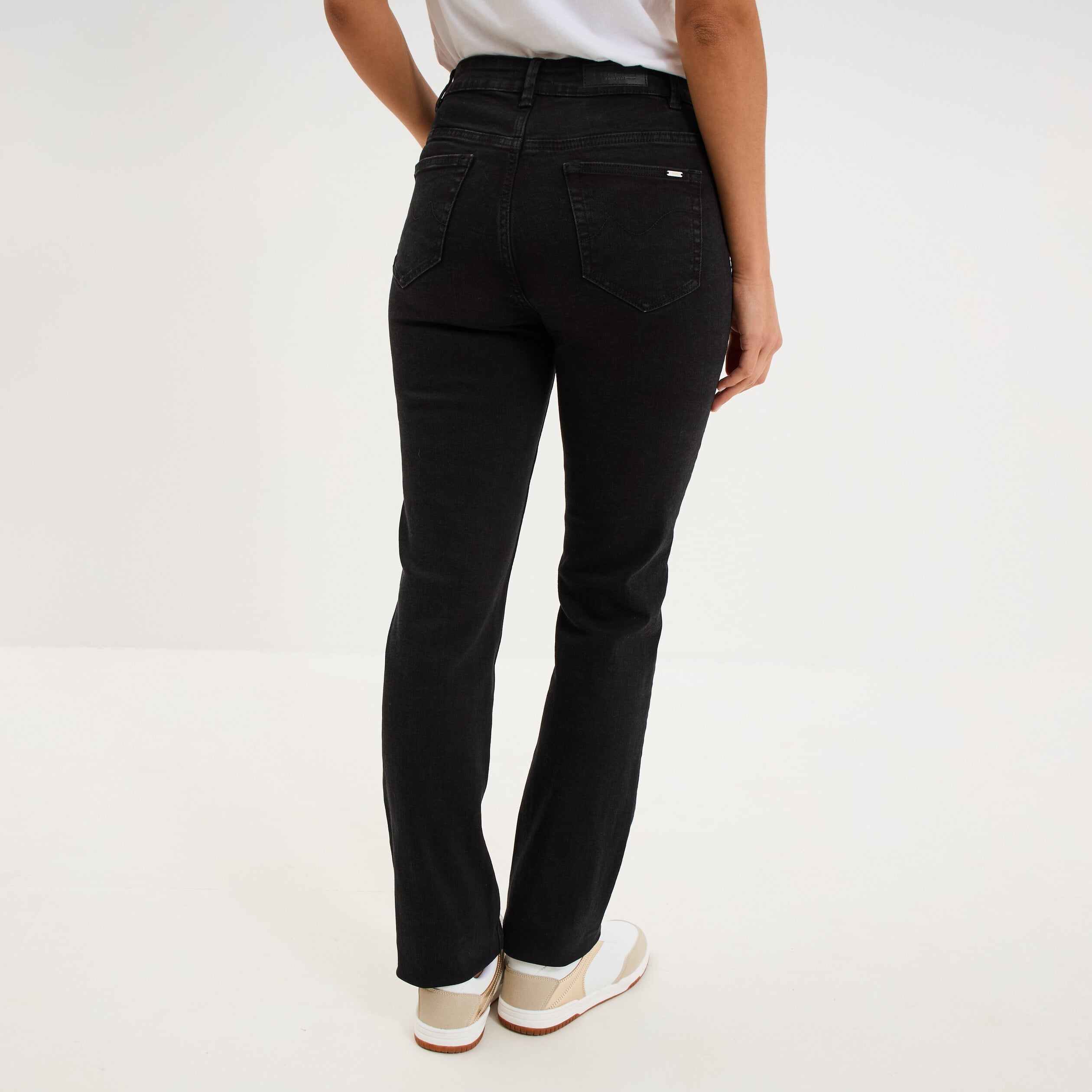 Jeans regular 5 poches coton denim noir femme