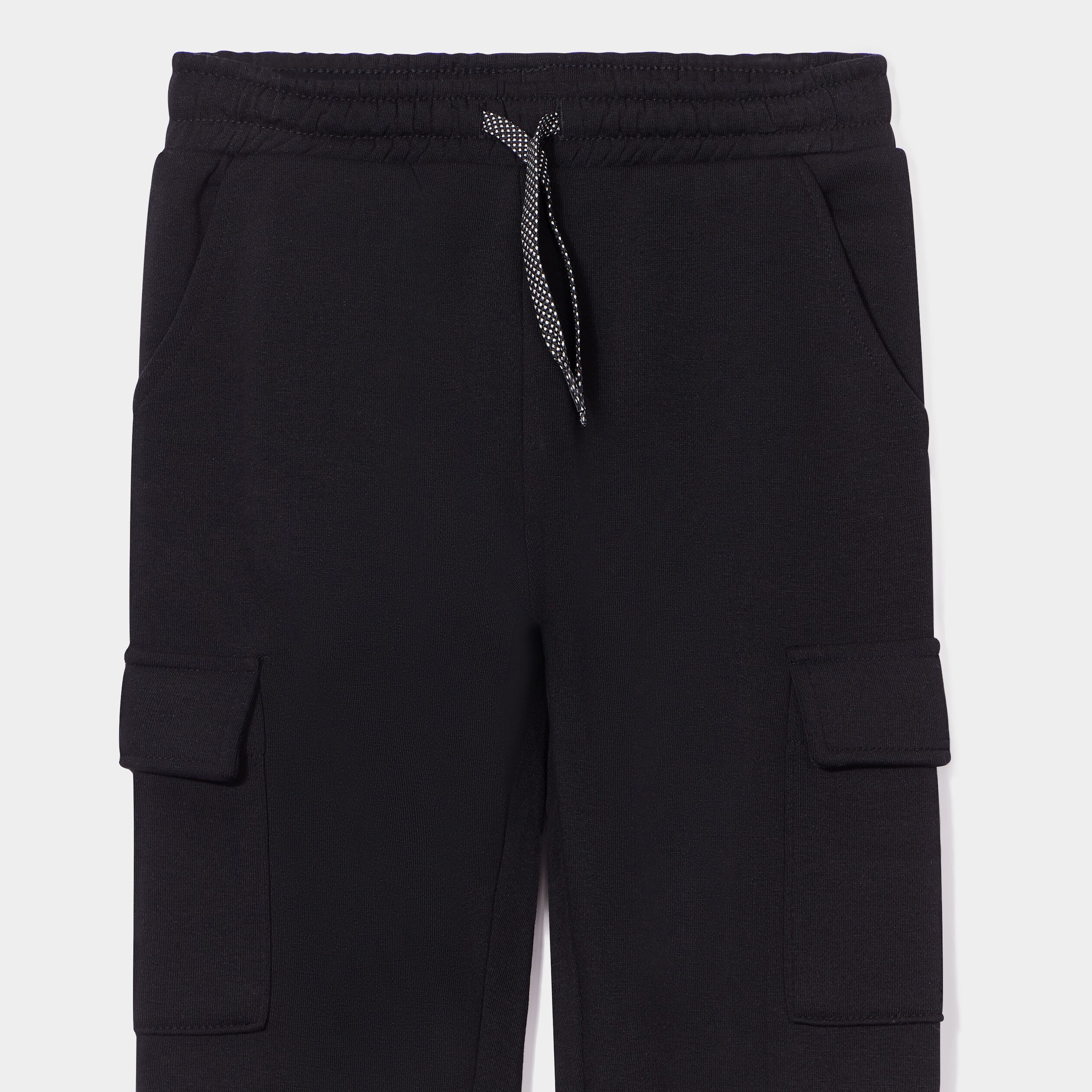 Pantalon de jogging cargo molletonn&eacute; noir fille