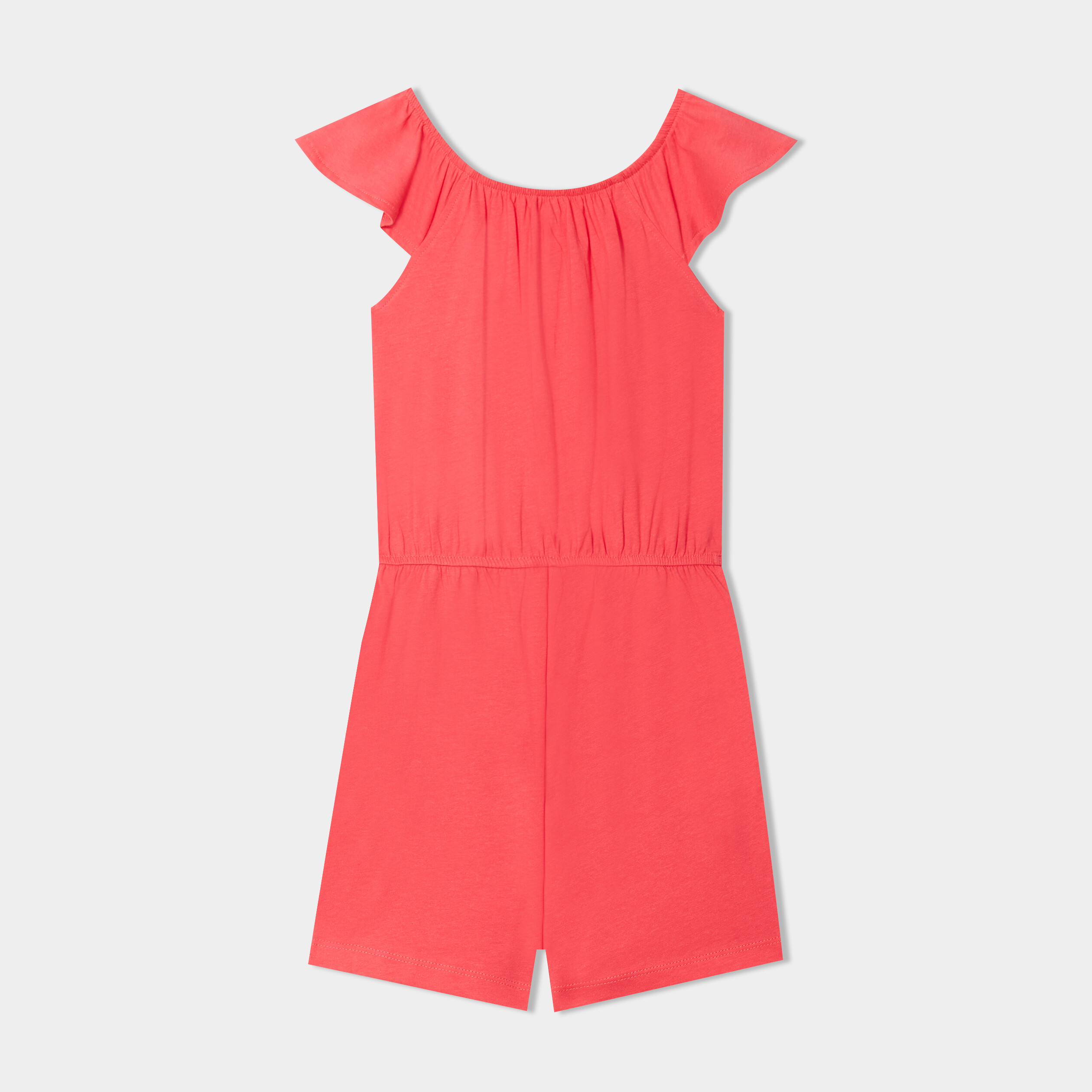 Combishort avec manches courtes volants rose vif fille