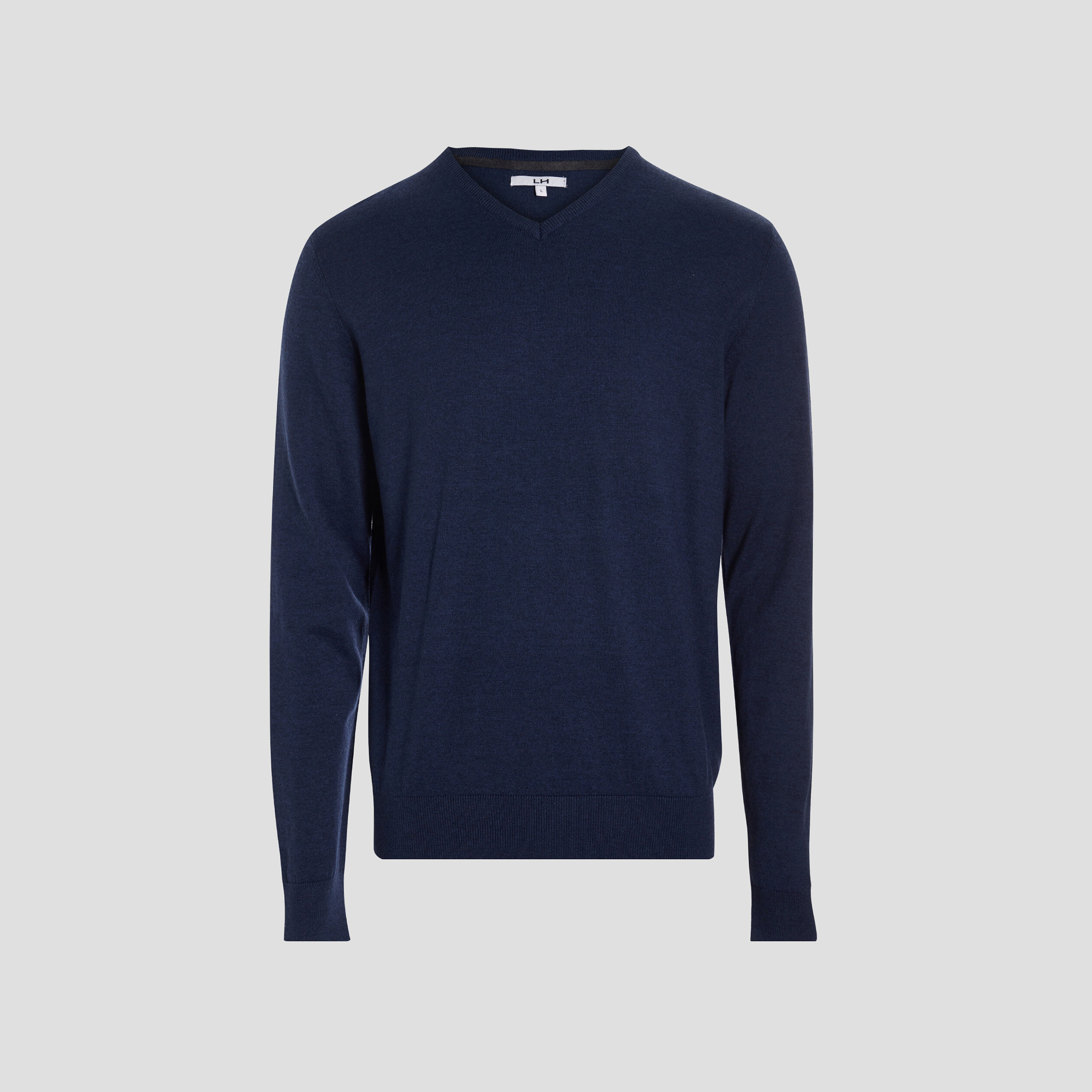 Pull jersey avec col en V bleu marine homme