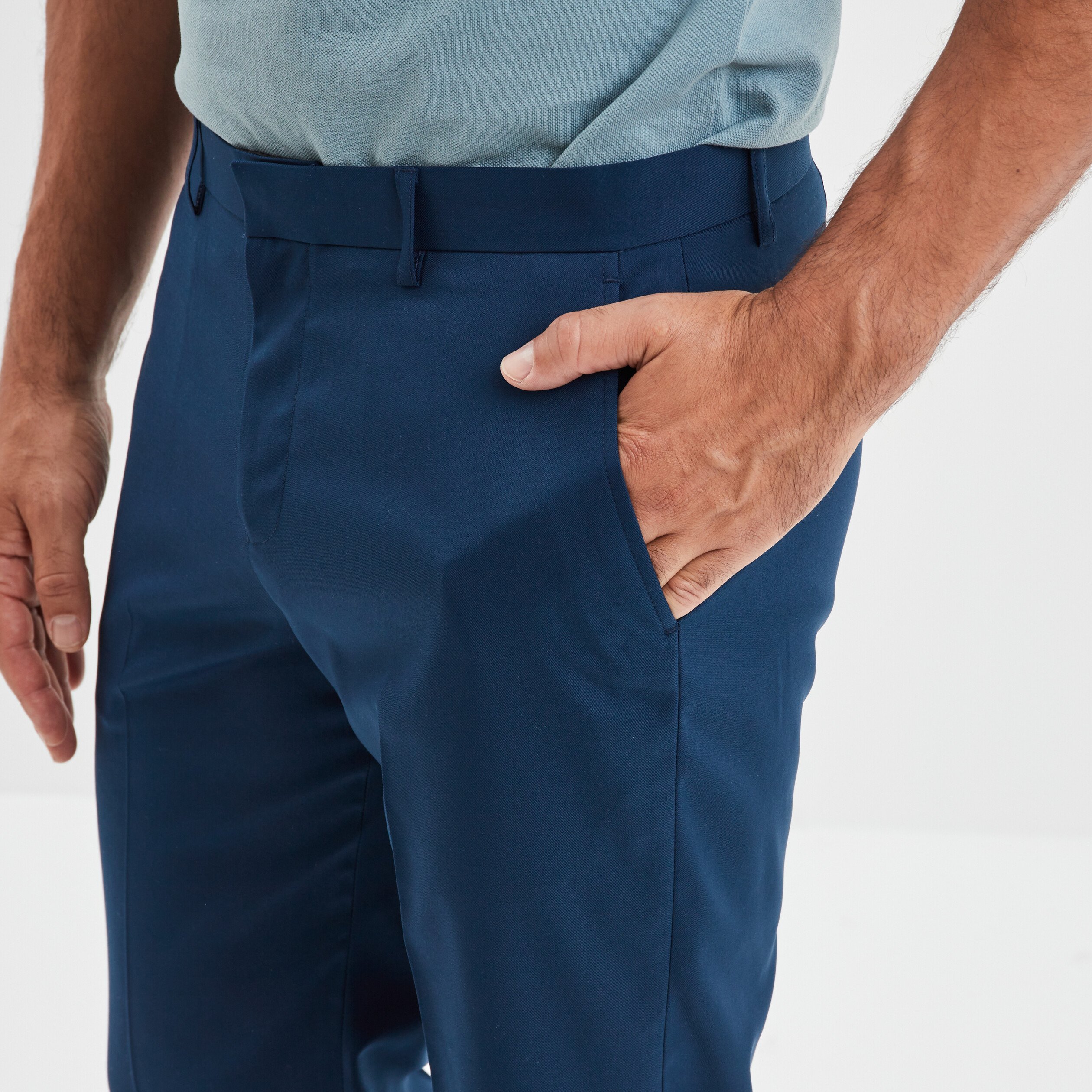 Pantalon droit avec pinces bleu electrique homme La Halle