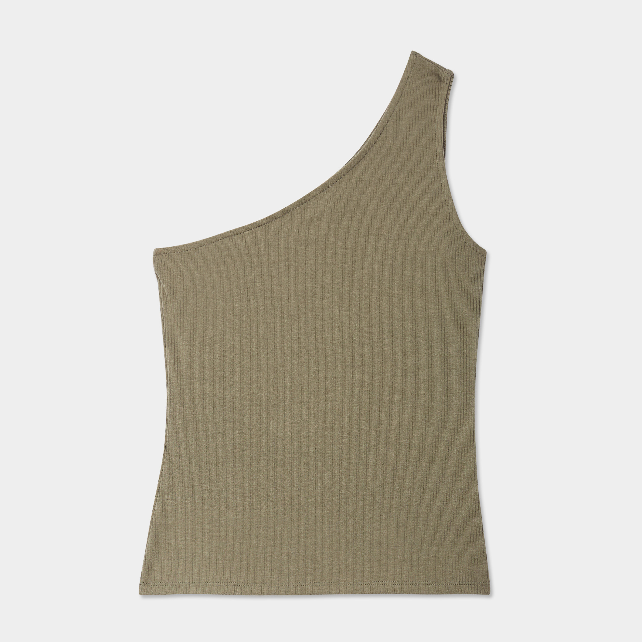 debardeur asymetrique cotele vert kaki femme Débardeur asymétrique côtelé vert kaki femme