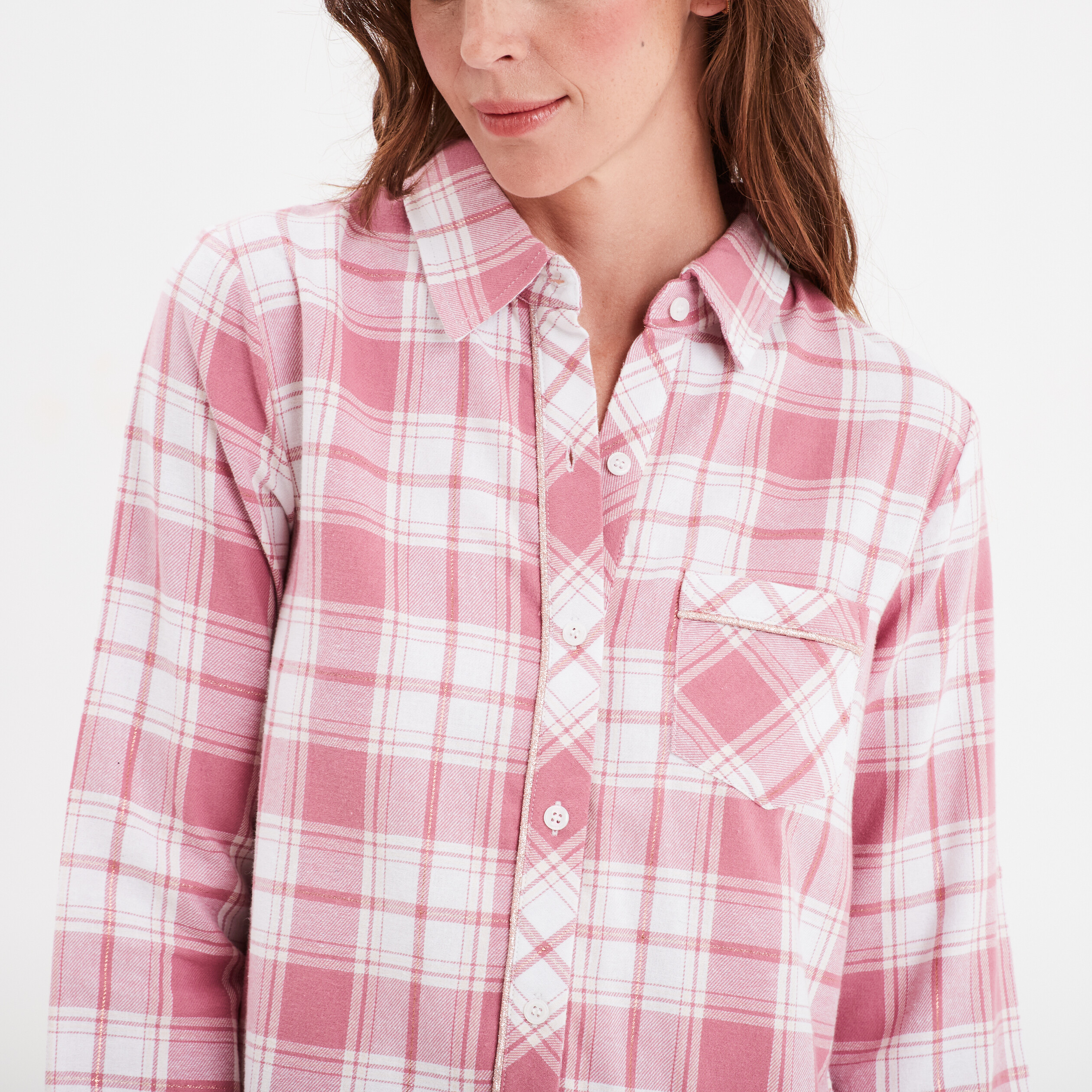 chemise de nuit droite boutonnee rose femme Chemise de nuit droite boutonnée rose femme