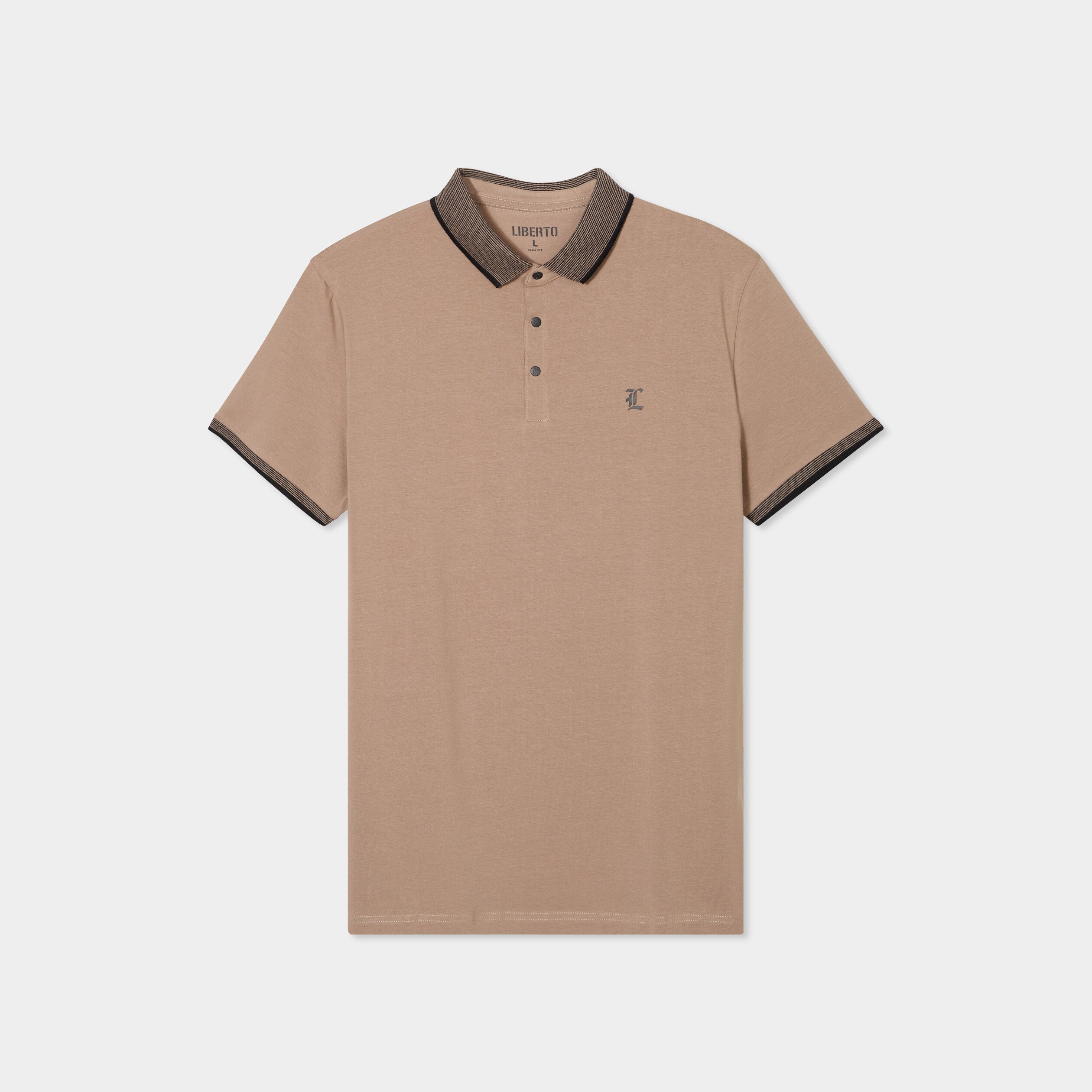 polo coton ajuste manches courtes taupe homme Polo coton ajusté manches courtes taupe homme