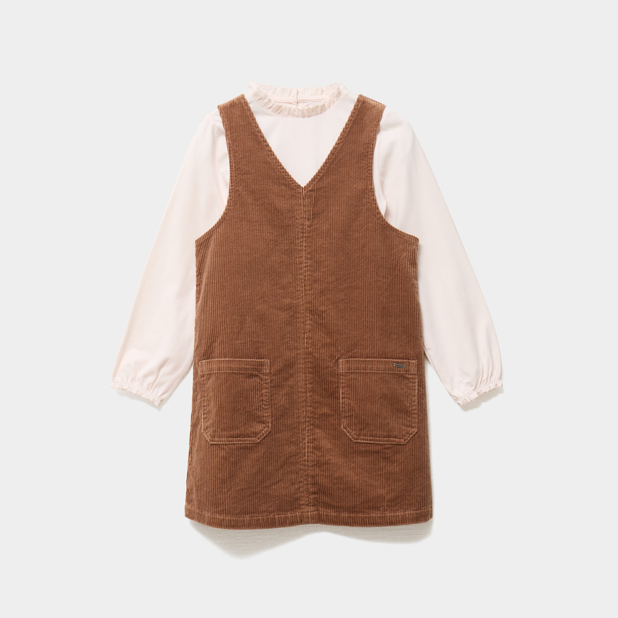 Ensemble robe chasuble et t-shirt camel fille