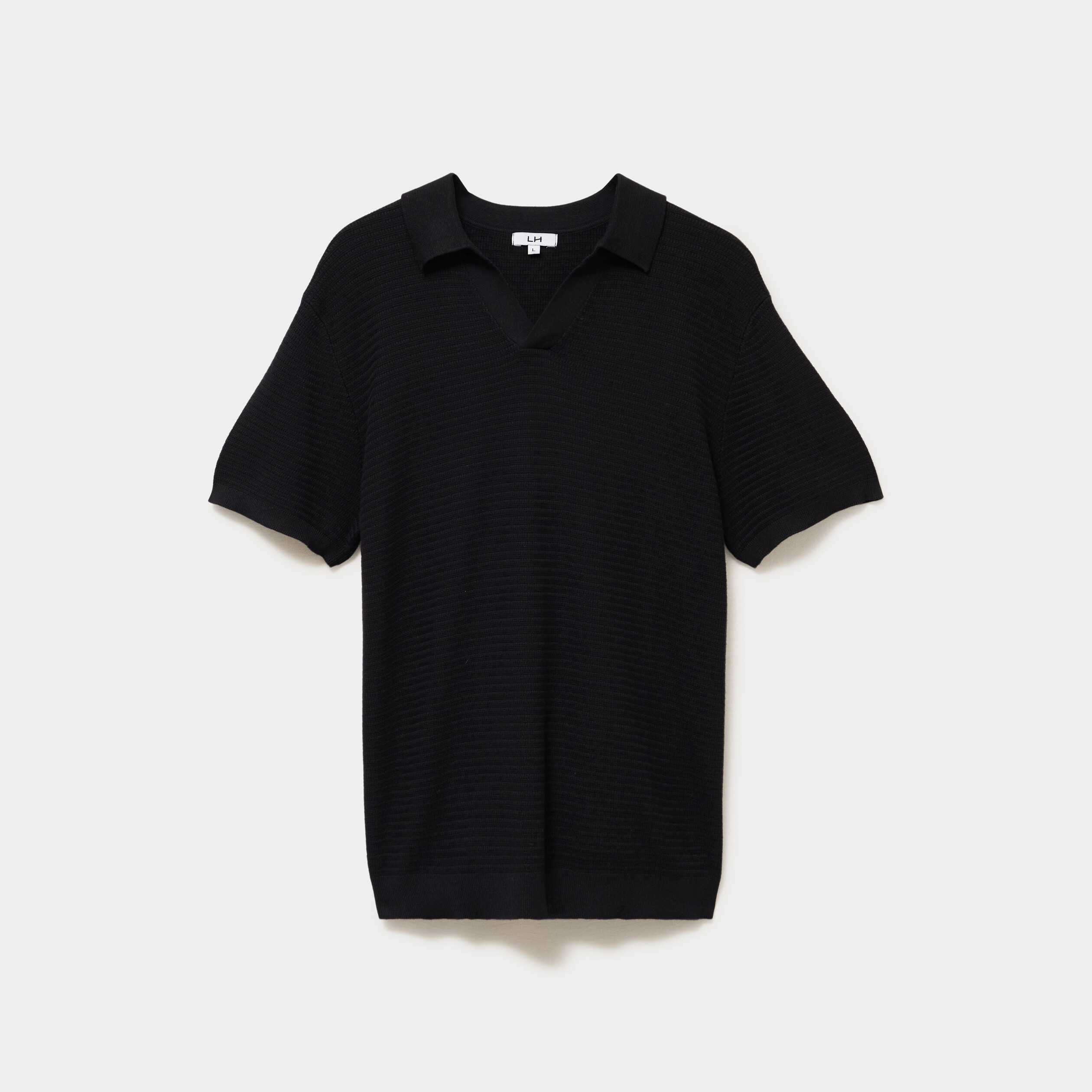Polo manches courtes textur&eacute; coton noir homme