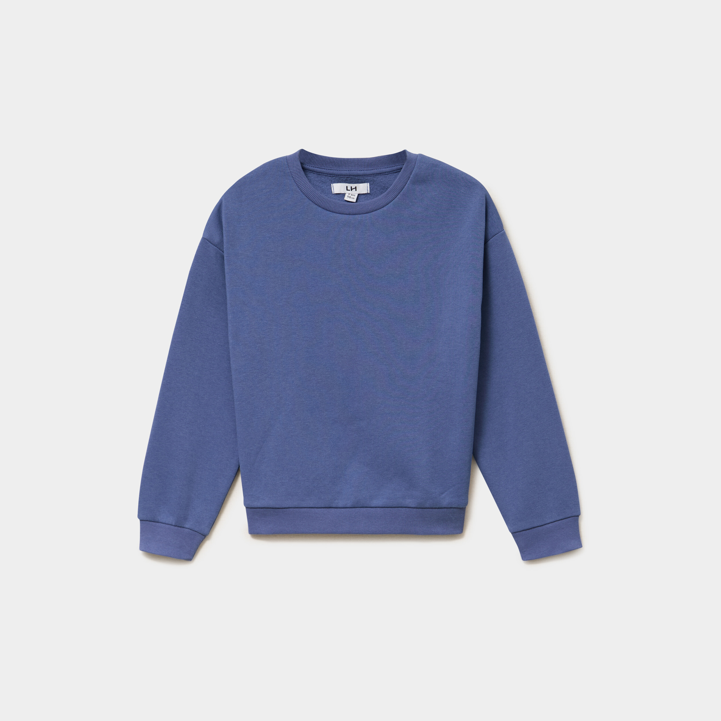 Sweat col rond manches longues bleu gris fille