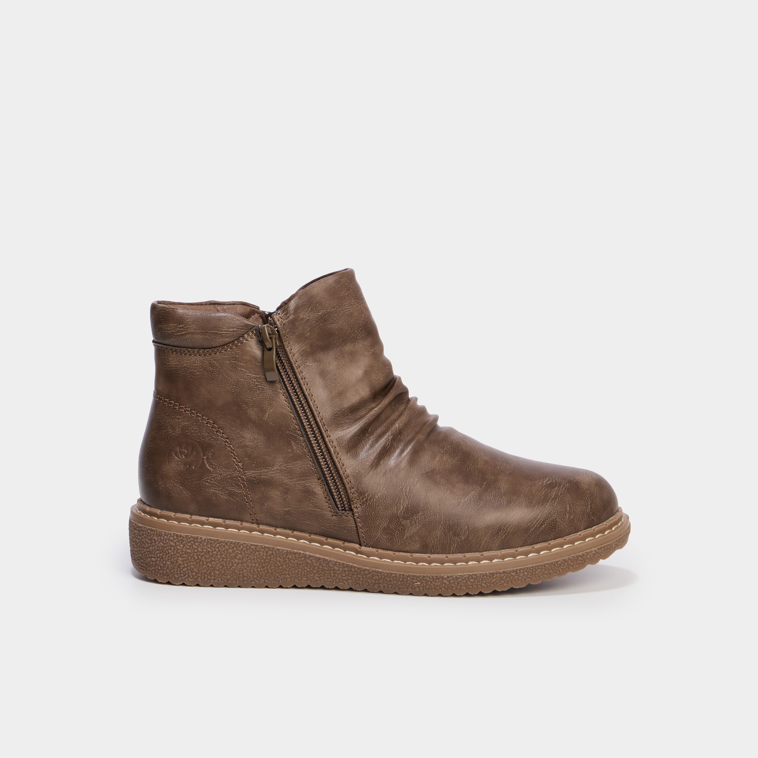Boots effet pliss&eacute; taupe femme