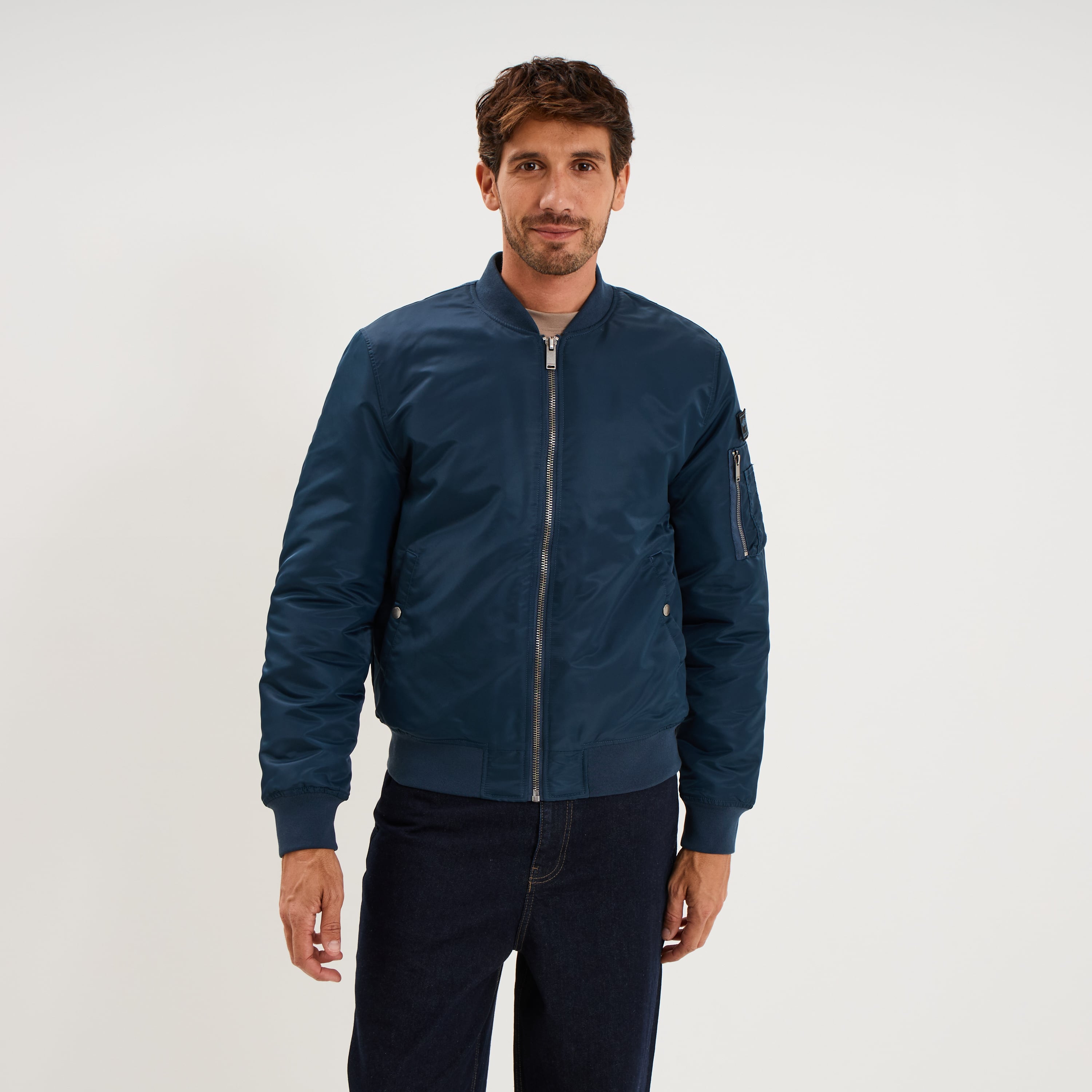 Blouson bomber d&eacute;perlant Liberto bleu marine homme