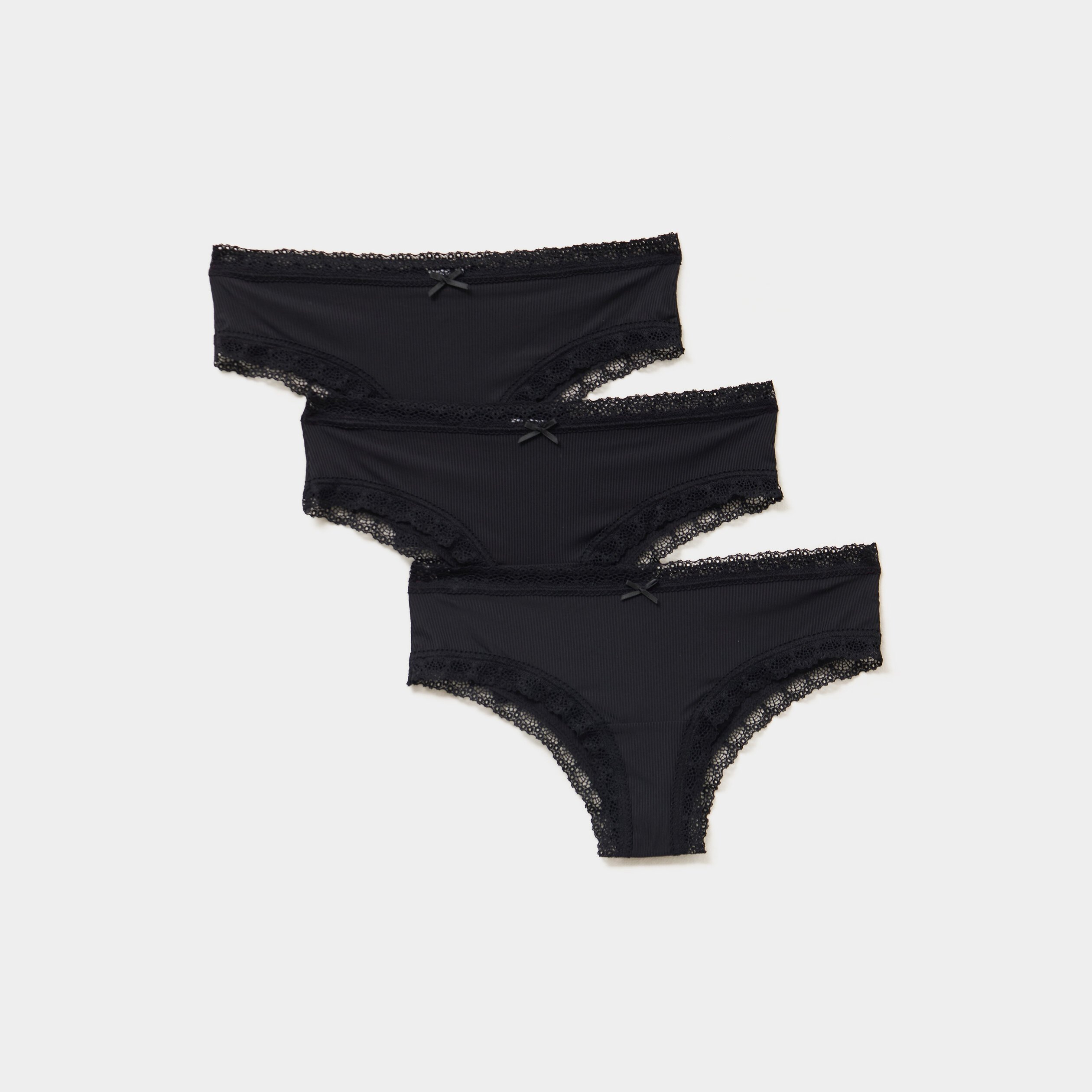 lot 3 shortys coteles a dentelle noir femme Lot 3 shortys côtelés à dentelle noir femme