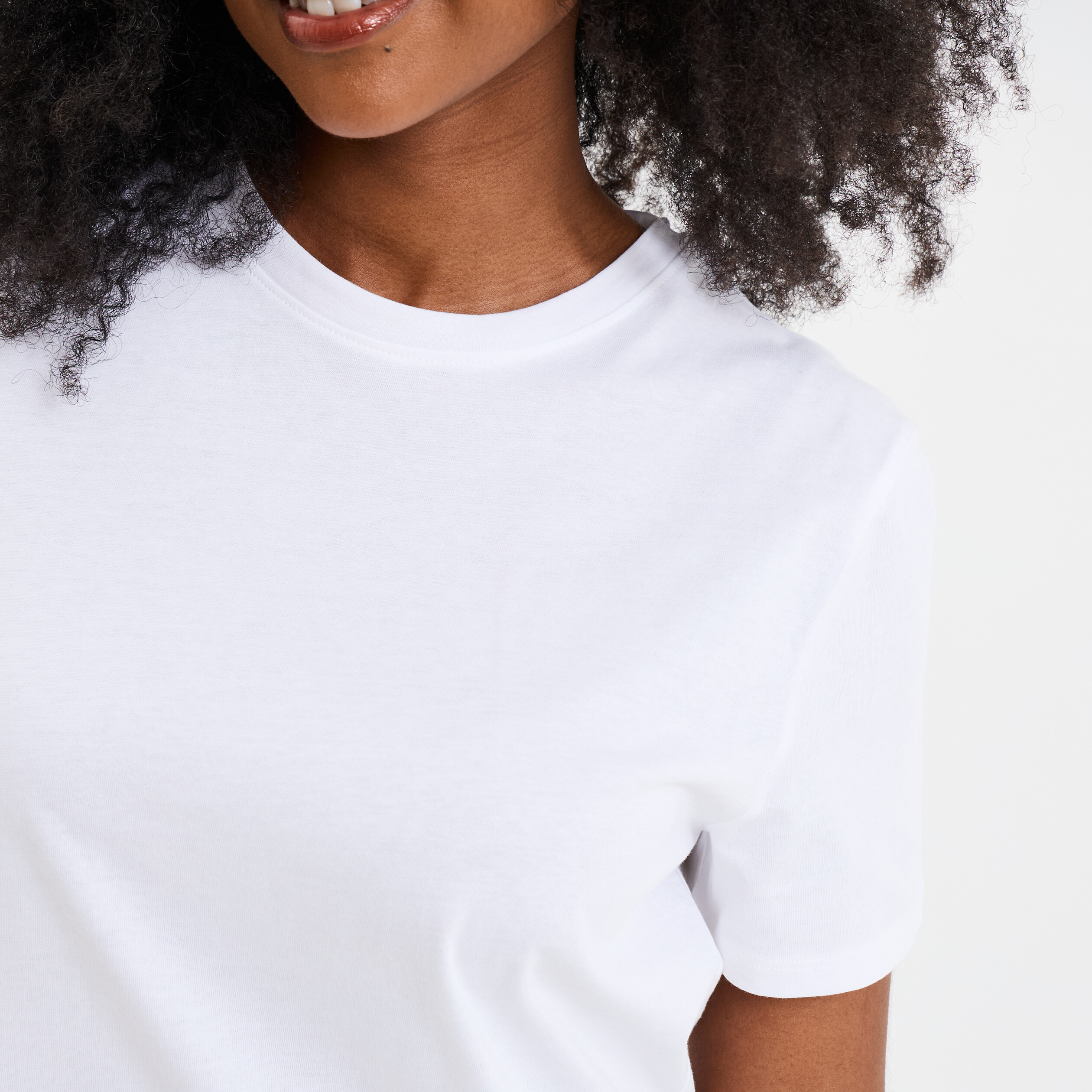 Tee Shirt Blanc Col Rond Femme T-shirt Col Rond Manches Courtes