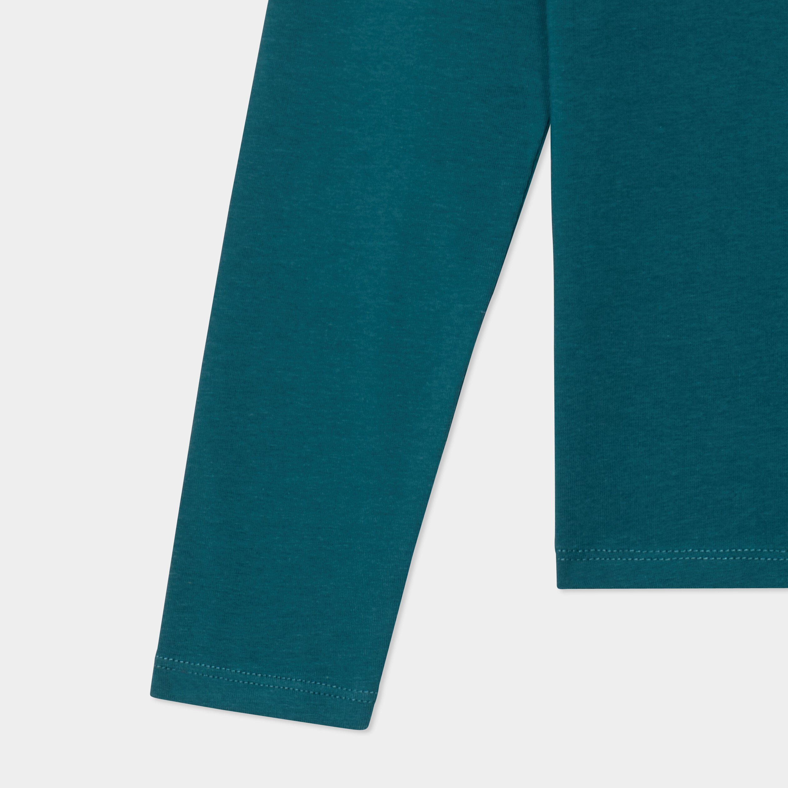 t shirt coton manches longues a fronces vert canard fille T-shirt coton manches longues à fronces vert canard fille