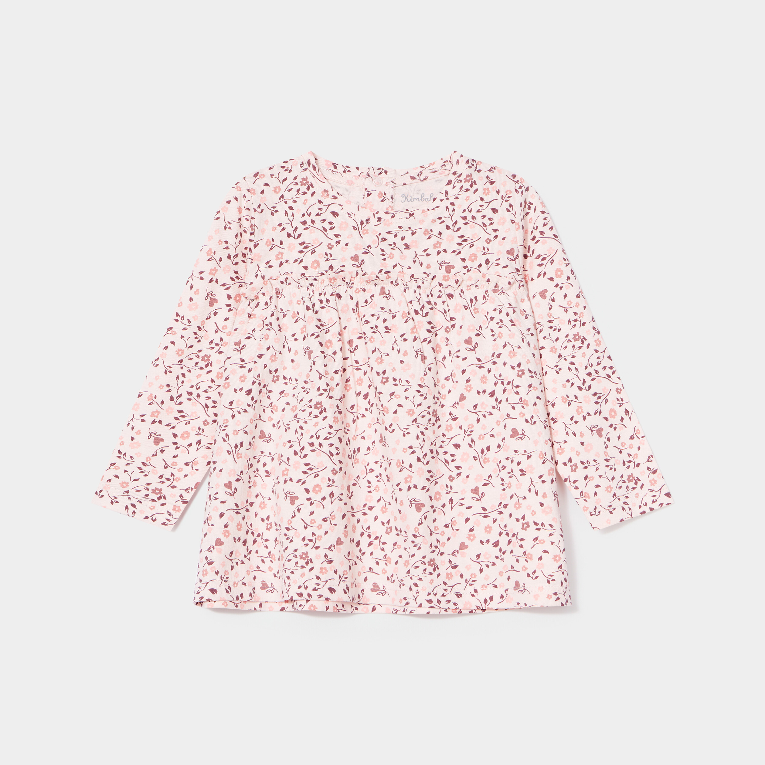 t shirt ample manches longues coton rose clair bebef T-shirt ample manches longues coton rose clair bébé fille